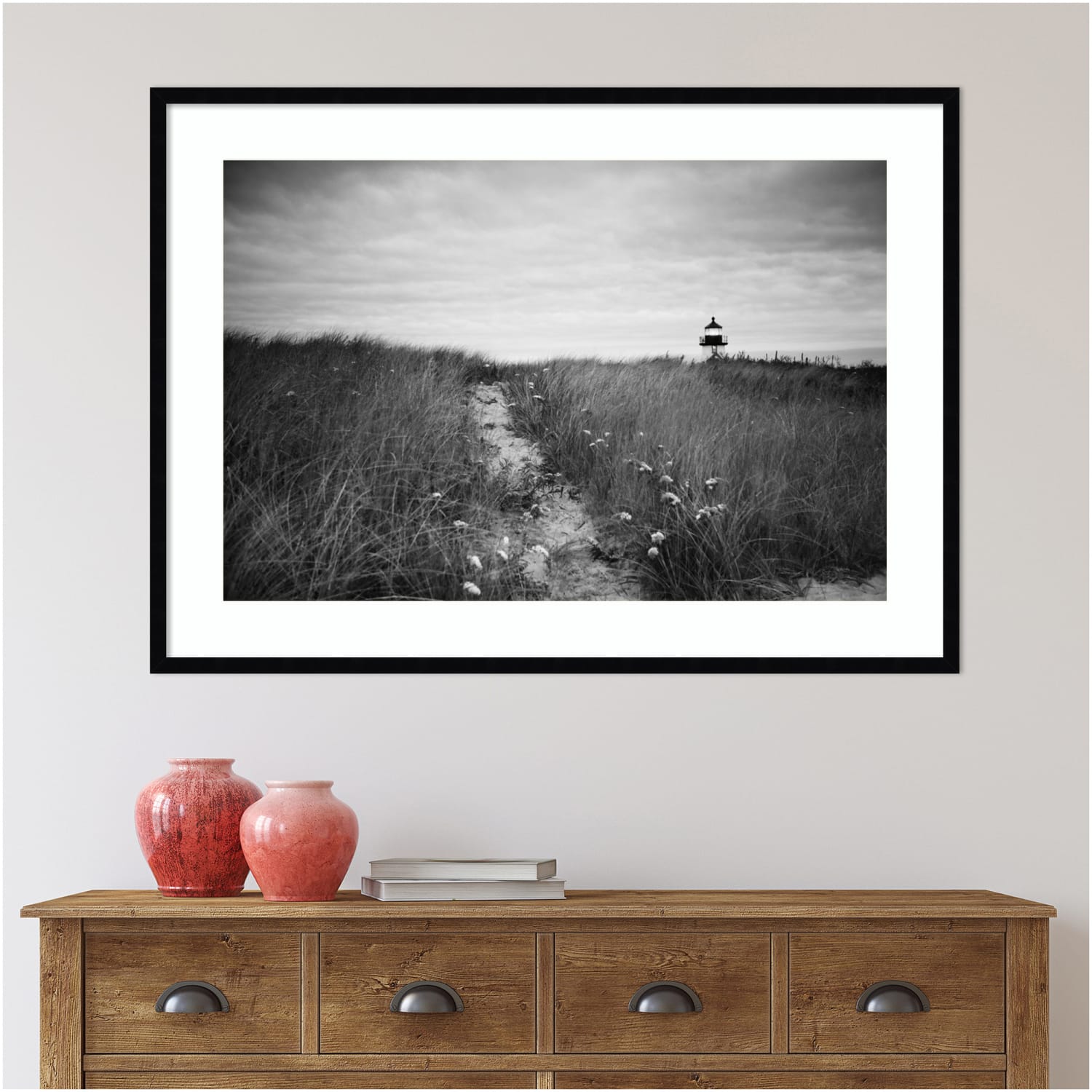 Amanti Art Nantucket Lighthouse by Aledanda Wood Framed Wall Art Print, 41inW x 30inH, Black - Image 5