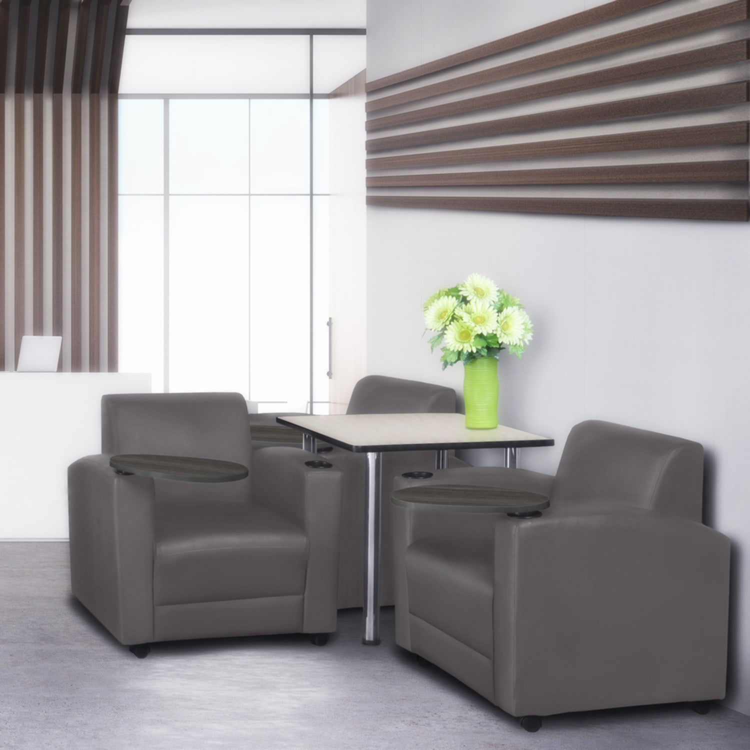Regency Nova Lounge Accent Chair With Tablet Arm, Gray - Image 3