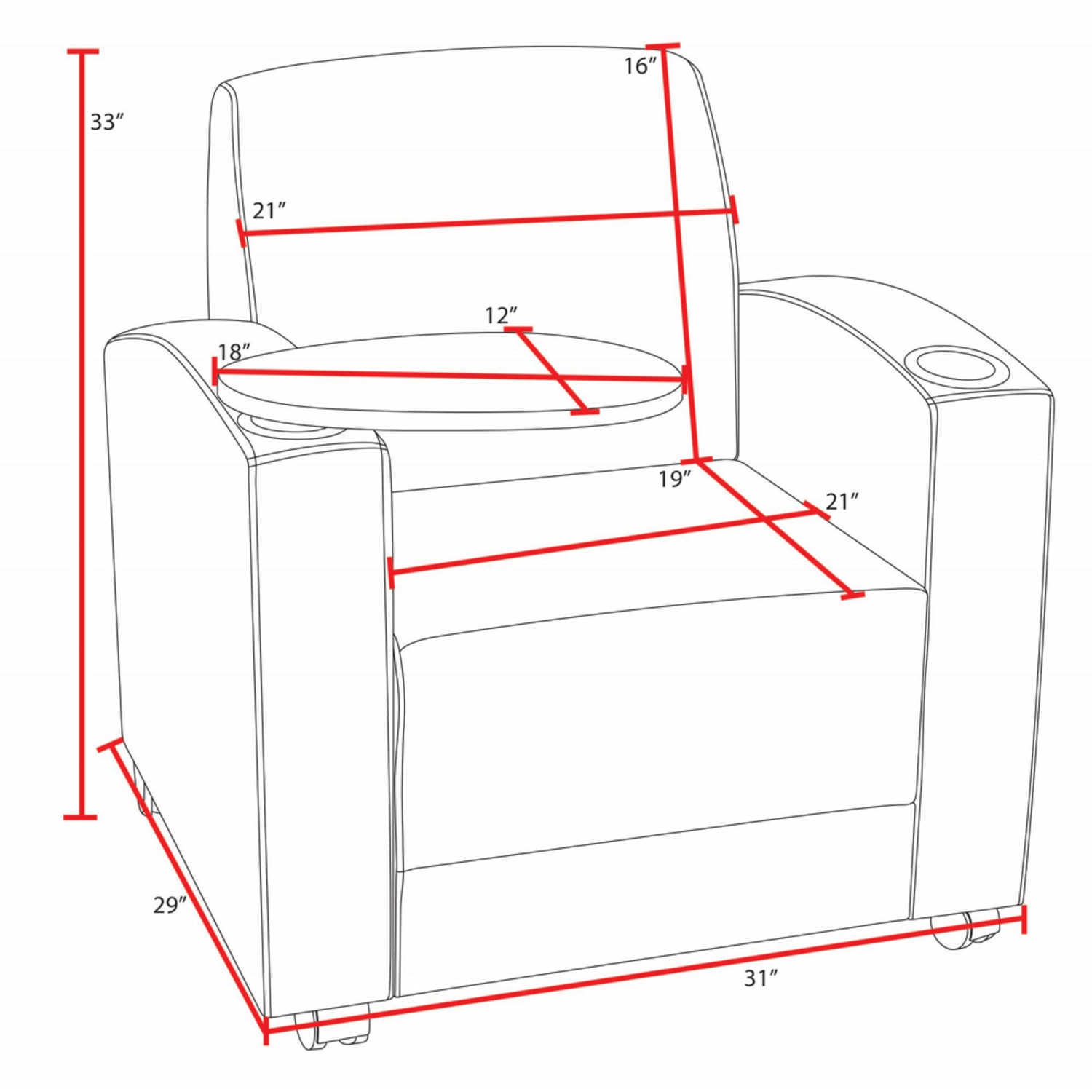 Regency Nova Lounge Accent Chair With Tablet Arm, Gray - Image 4