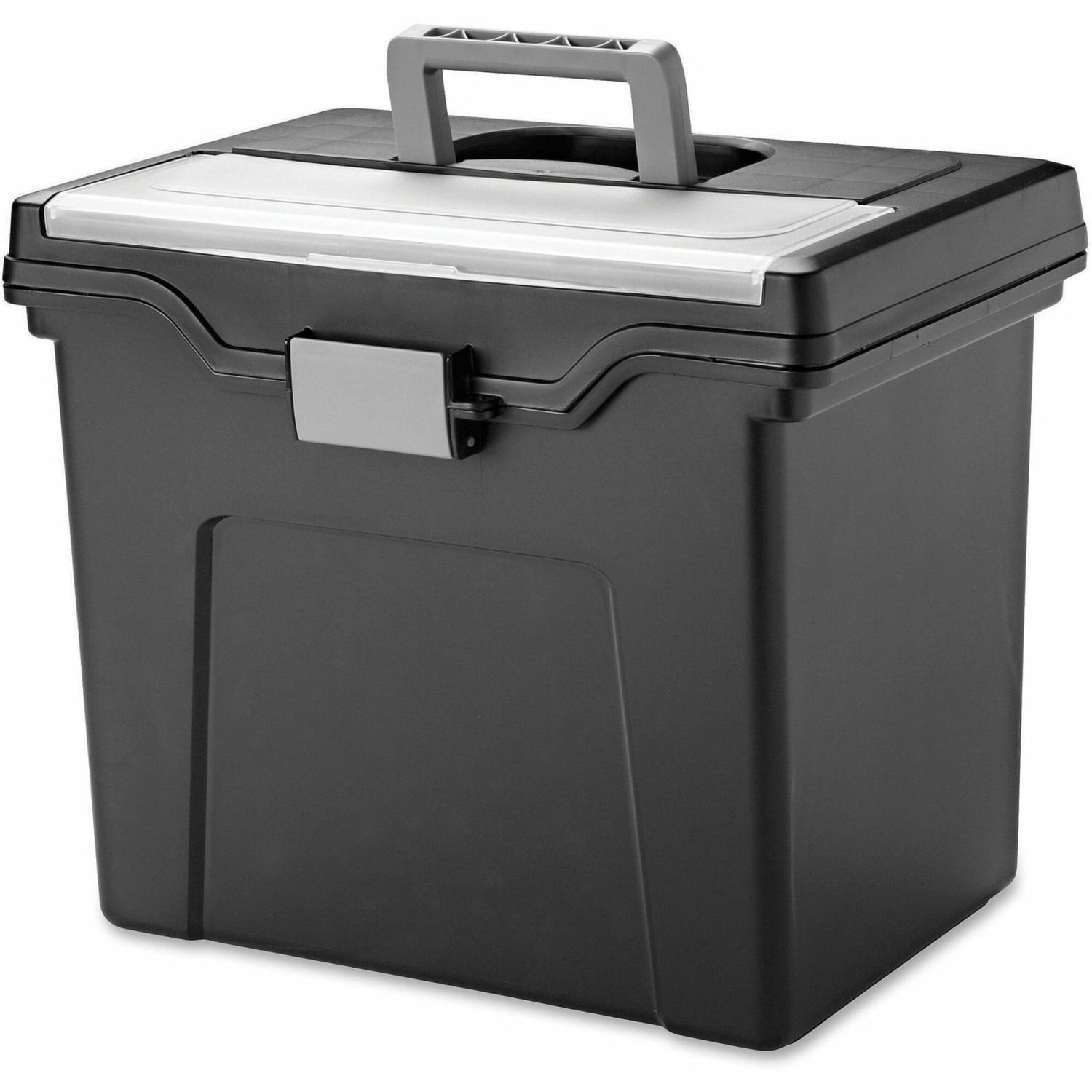 IRIS Portable Letter-size File Box - External Dimensions: 13.8inx10.2inx 11.7in - Media Size Supported: Letter 8.50inx11in - Buckle Closure - Black -