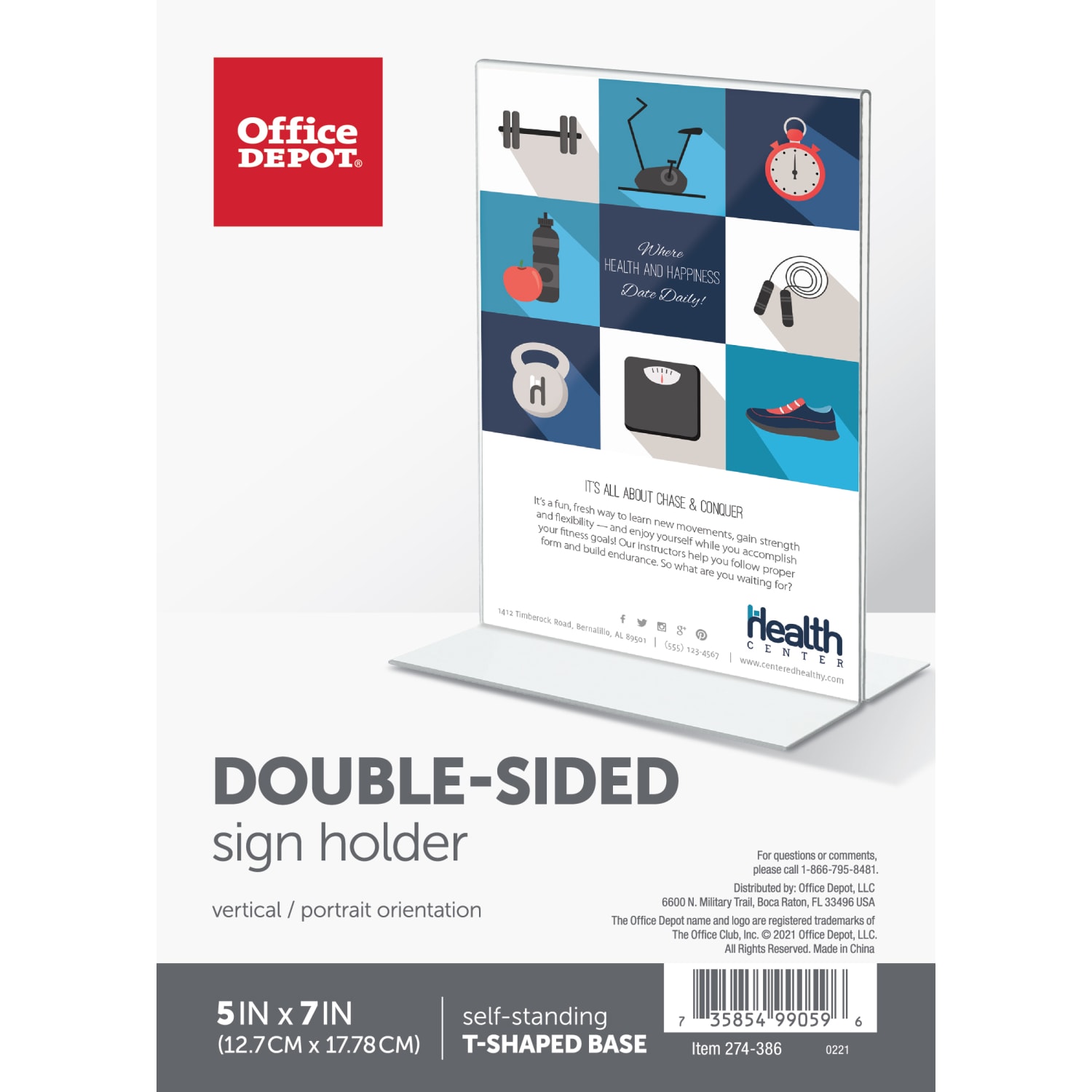 Office Depot Brand Stand-Up Sign Holder, Vertical, 7inH x 5inW, Clear, 69101 - Image 3