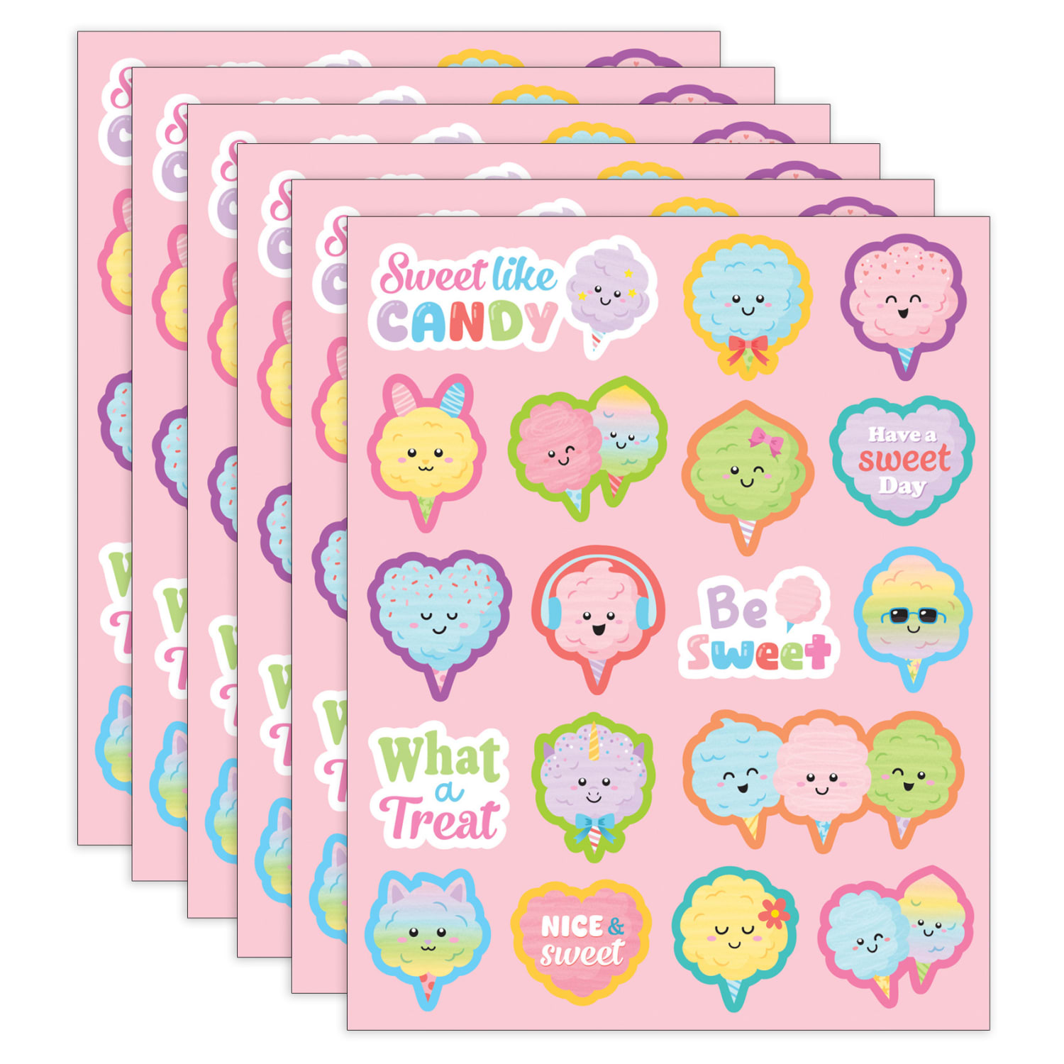Teacher Created Resources Smelly Stickers, Cotton Candy, 108 Per Pack, Set Of 6 Packs