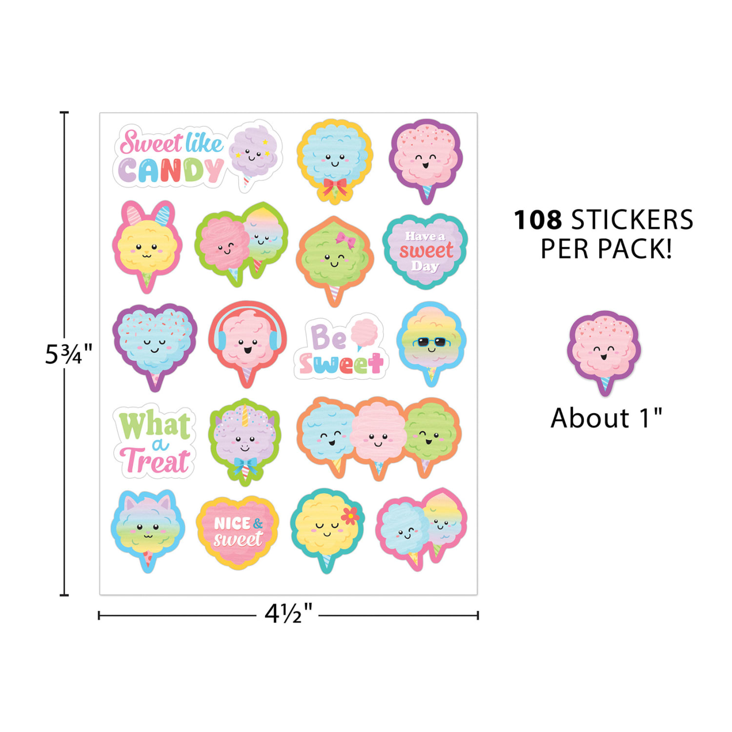 Teacher Created Resources Smelly Stickers, Cotton Candy, 108 Per Pack, Set Of 6 Packs - Image 4