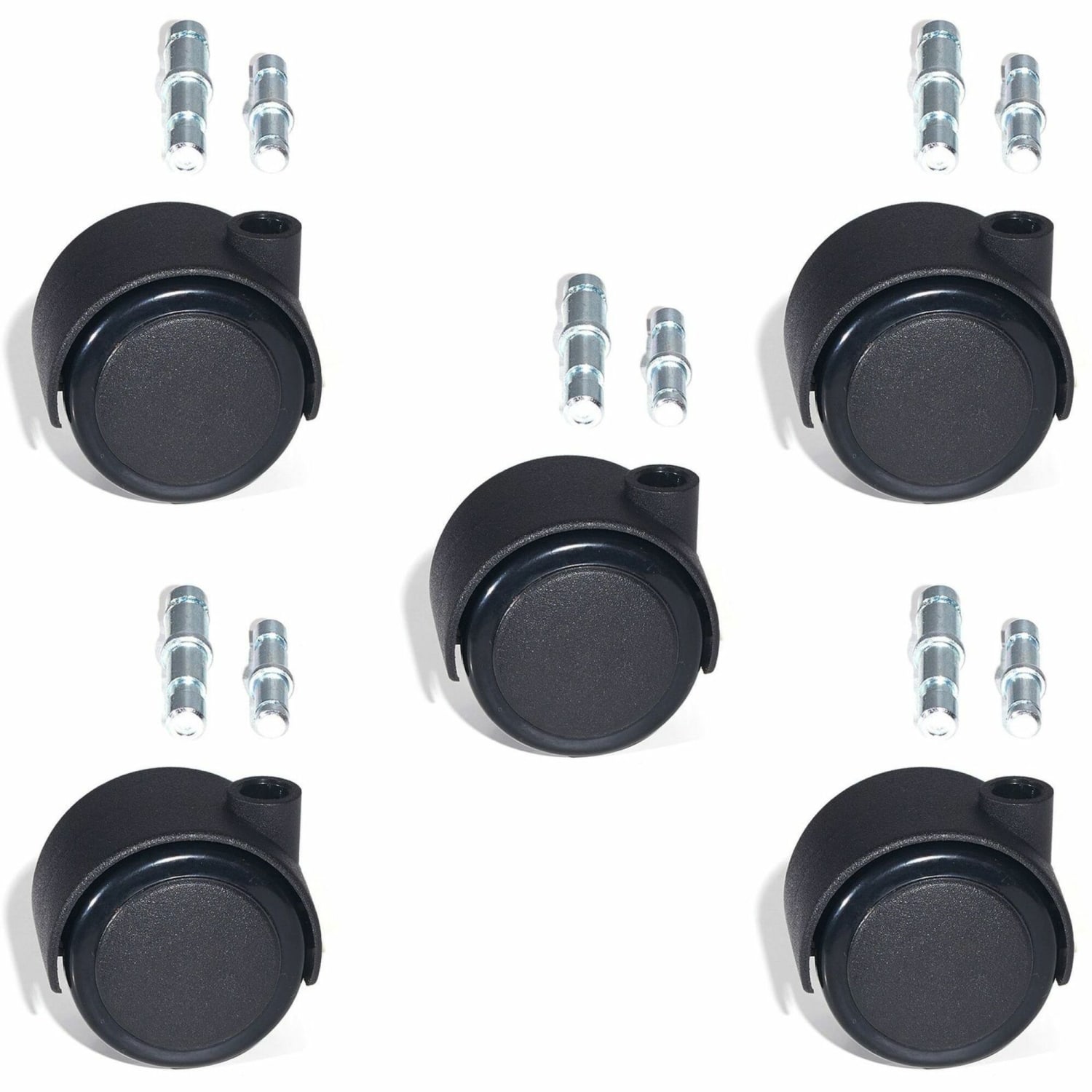 Lorell Premium Dual Soft Wheel Casters Set, Black, Set Of 5