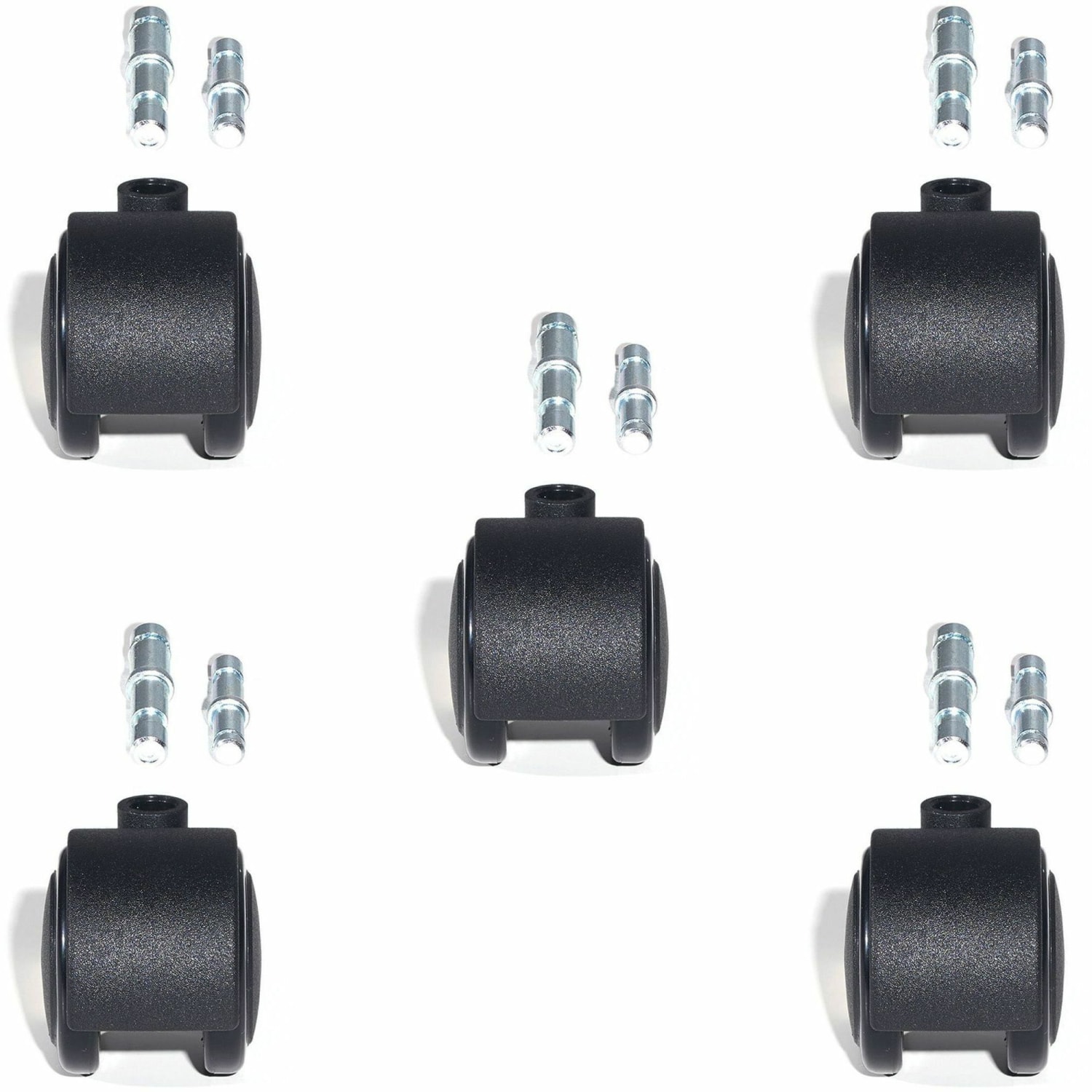 Lorell Premium Dual Soft Wheel Casters Set, Black, Set Of 5 - Image 3