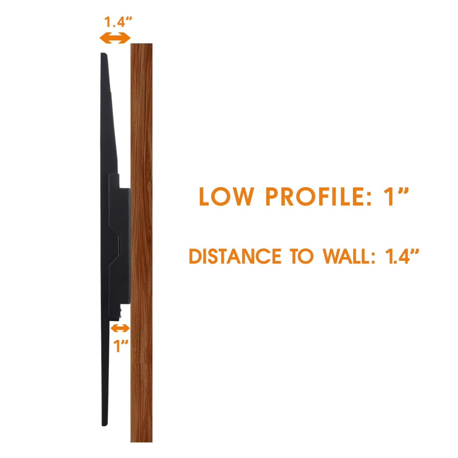 MegaMounts Heavy-Duty Fixed Wall Mount For 26 - 55in TVs, 17inH x 18.5inW x 1.25inD, Matte Black - Image 3
