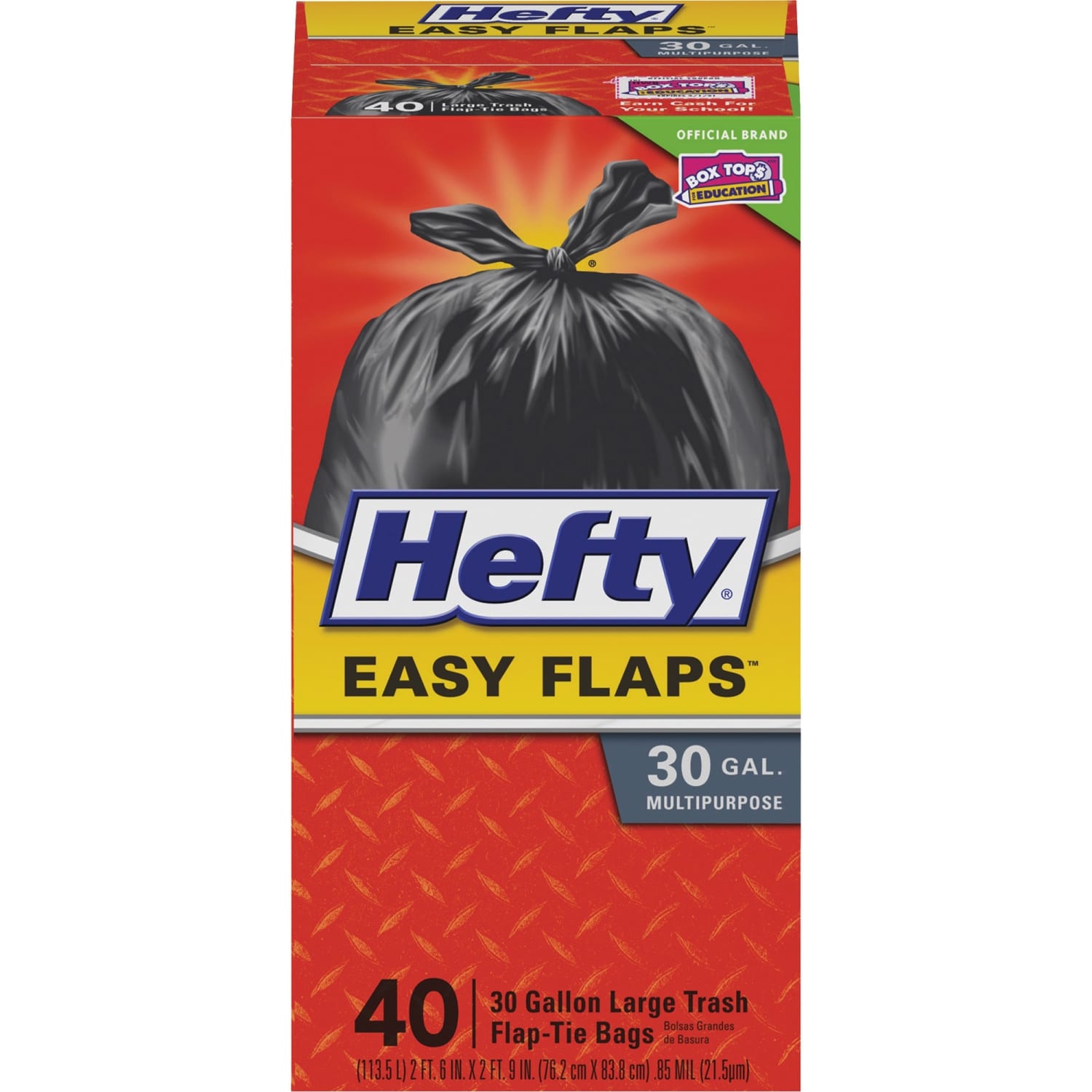Hefty EasyFLAPS Trash Bags, Black, 30 Gallons, Box Of 40 - Image 3