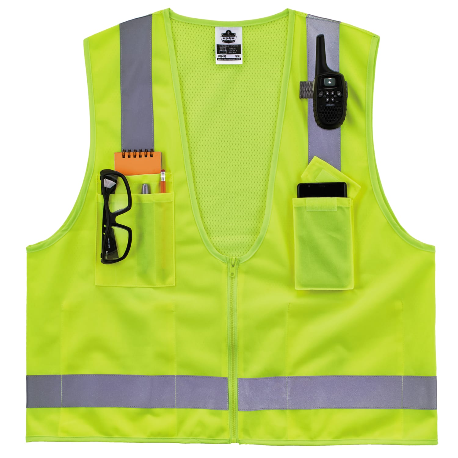Ergodyne GloWear Surveyors Mesh Hi-Vis Class 2 Safety Vest, Medium, Lime - Image 4
