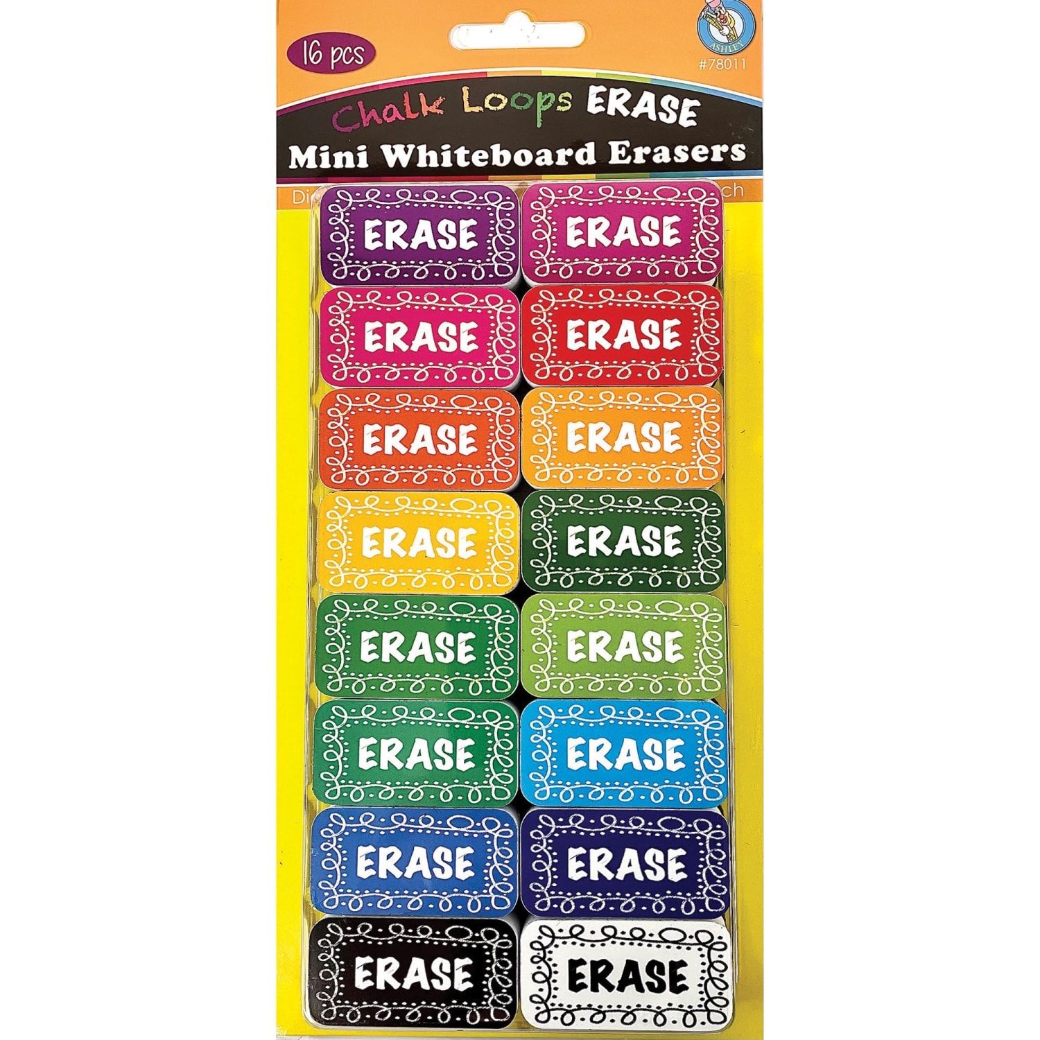 Ashley Productions Non-Magnetic Mini Whiteboard Erasers, Chalk Loops, Pack Of 16 - Image 5