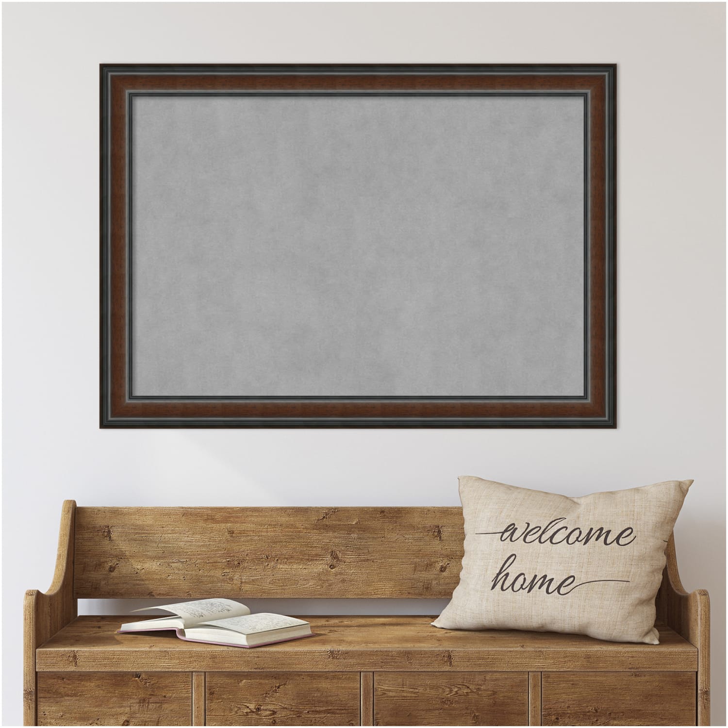 Amanti Art Magnetic Bulletin Board, Steel/Aluminum, 41in x 29in, Cyprus Walnut Wood Frame - Image 3