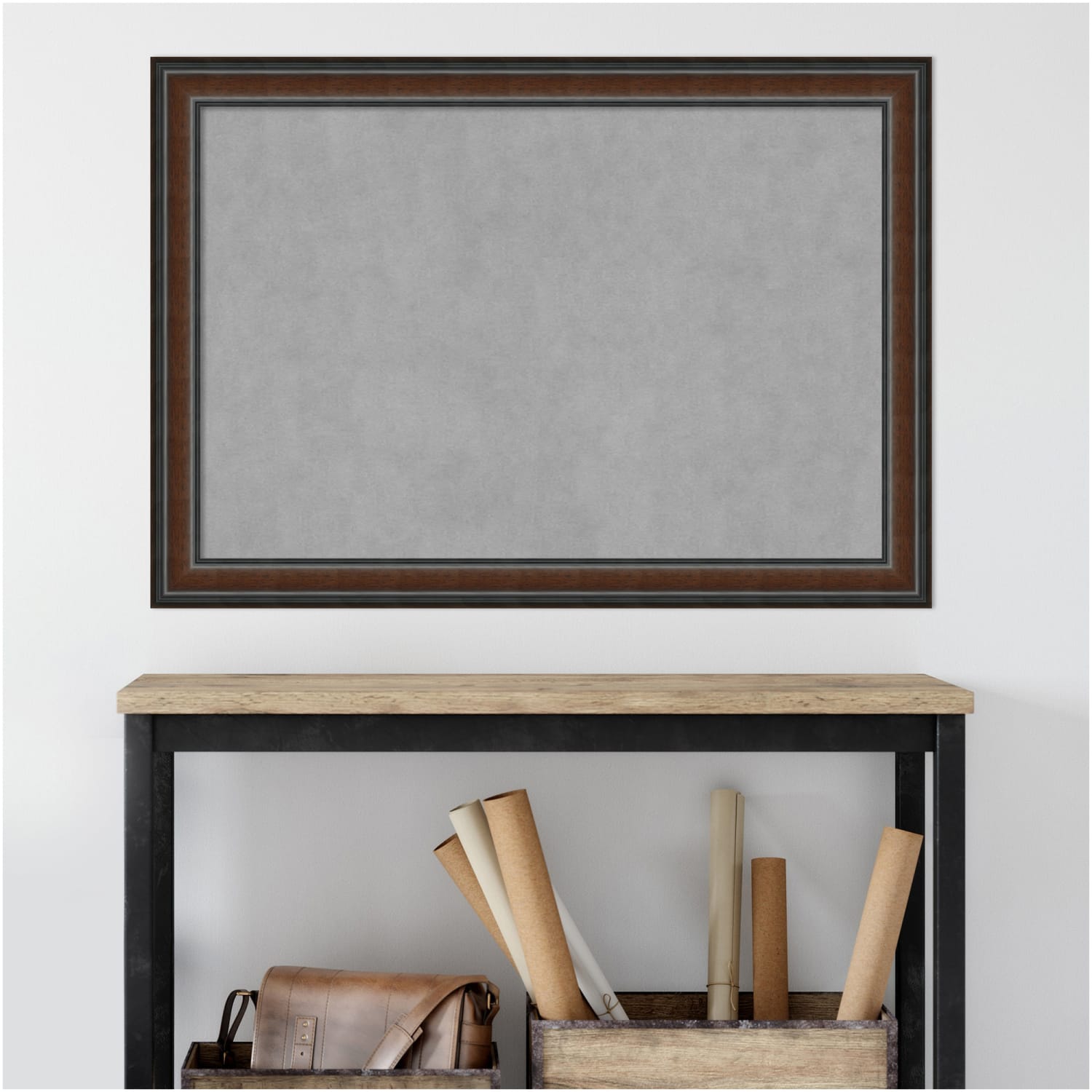 Amanti Art Magnetic Bulletin Board, Steel/Aluminum, 41in x 29in, Cyprus Walnut Wood Frame - Image 4