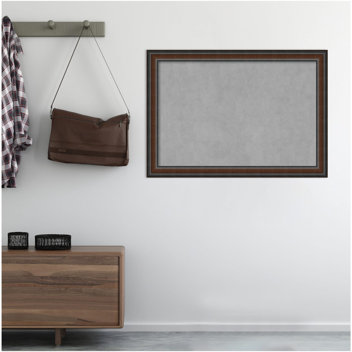 Amanti Art Magnetic Bulletin Board, Steel/Aluminum, 41in x 29in, Cyprus Walnut Wood Frame - Image 6