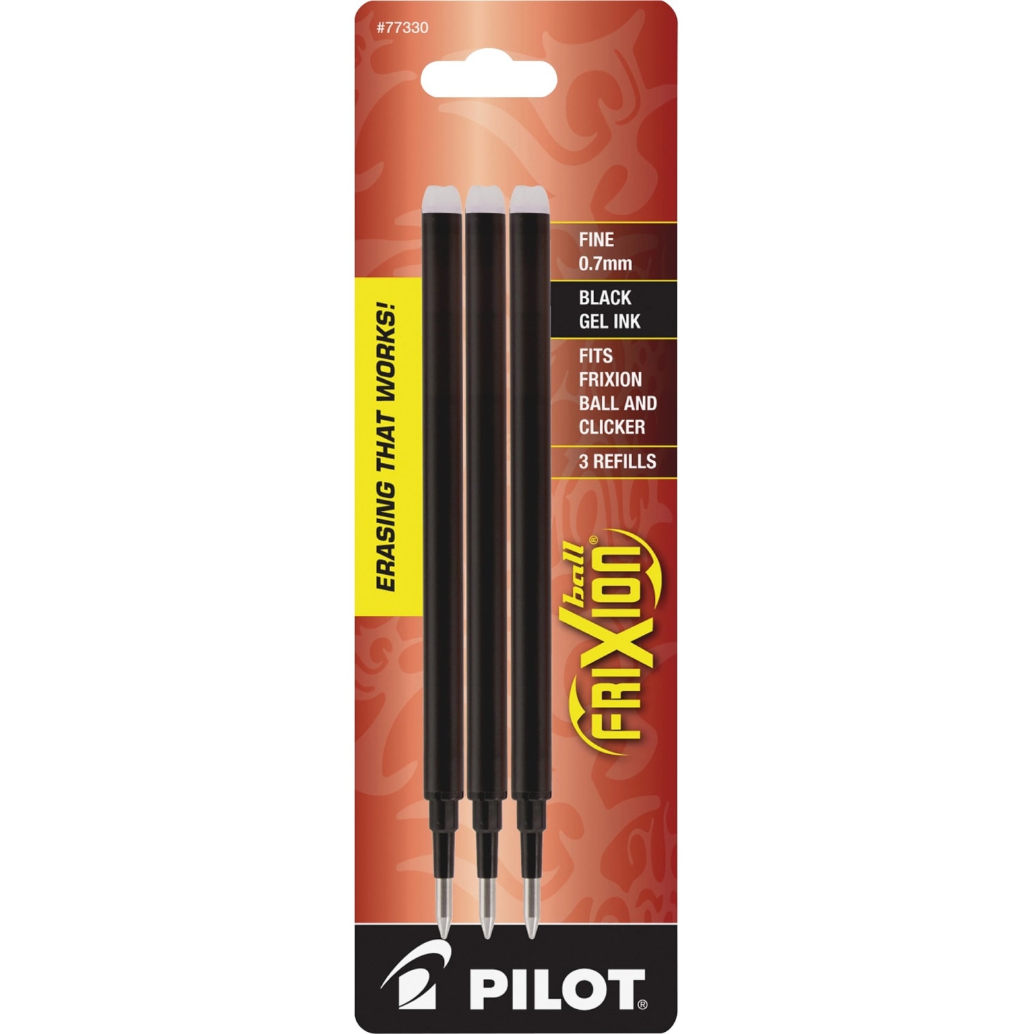 Pilot FriXion Erasable Gel Pen Refills, Fine Point, 0.7 mm, Black Ink, Pack Of 3 - Image 3