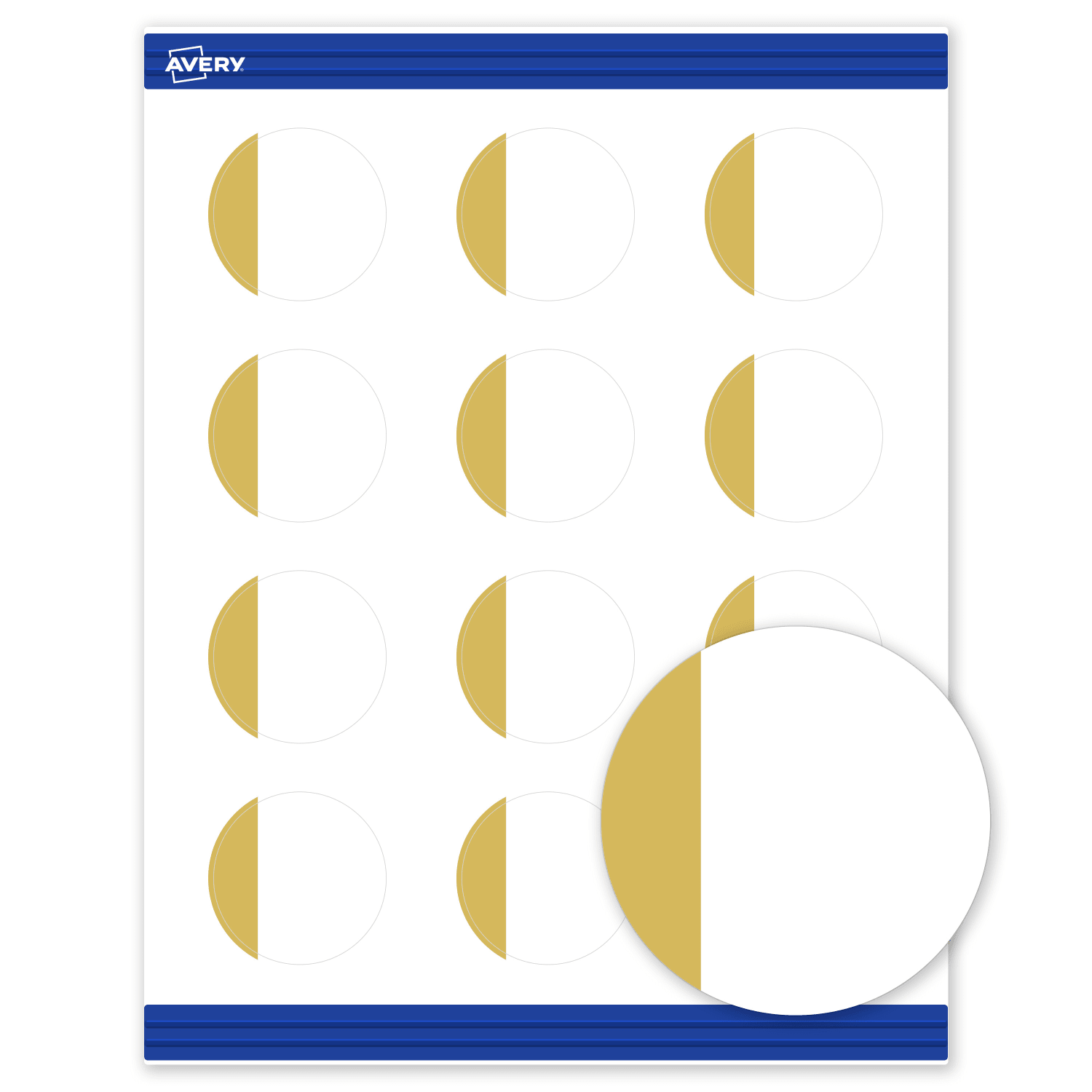 Avery Printable Round Cards With Sure Feed Technology, 2in, Matte White With Preprinted Gold-Dipped Edge, Pack Of 120 - Image 3