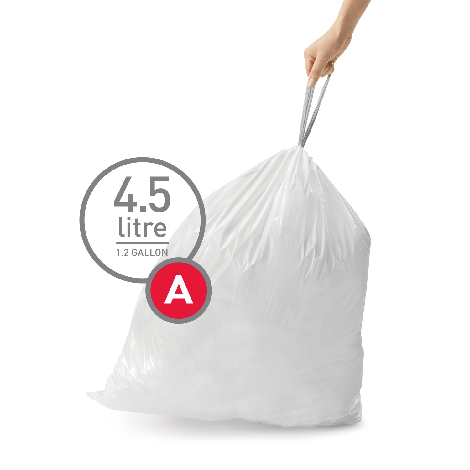simplehuman Custom-Fit Can Liners, 0.03 mil, 1.2 Gallons, White, Pack Of 360 Liners - Image 3