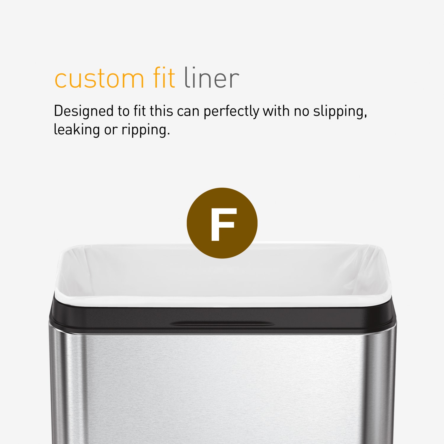 simplehuman Custom-Fit Trash Can Liners, Code F, 0.025-mil, 6.6 Gallons, 20in x 21in, White, Pack Of 240 Liners - Image 5
