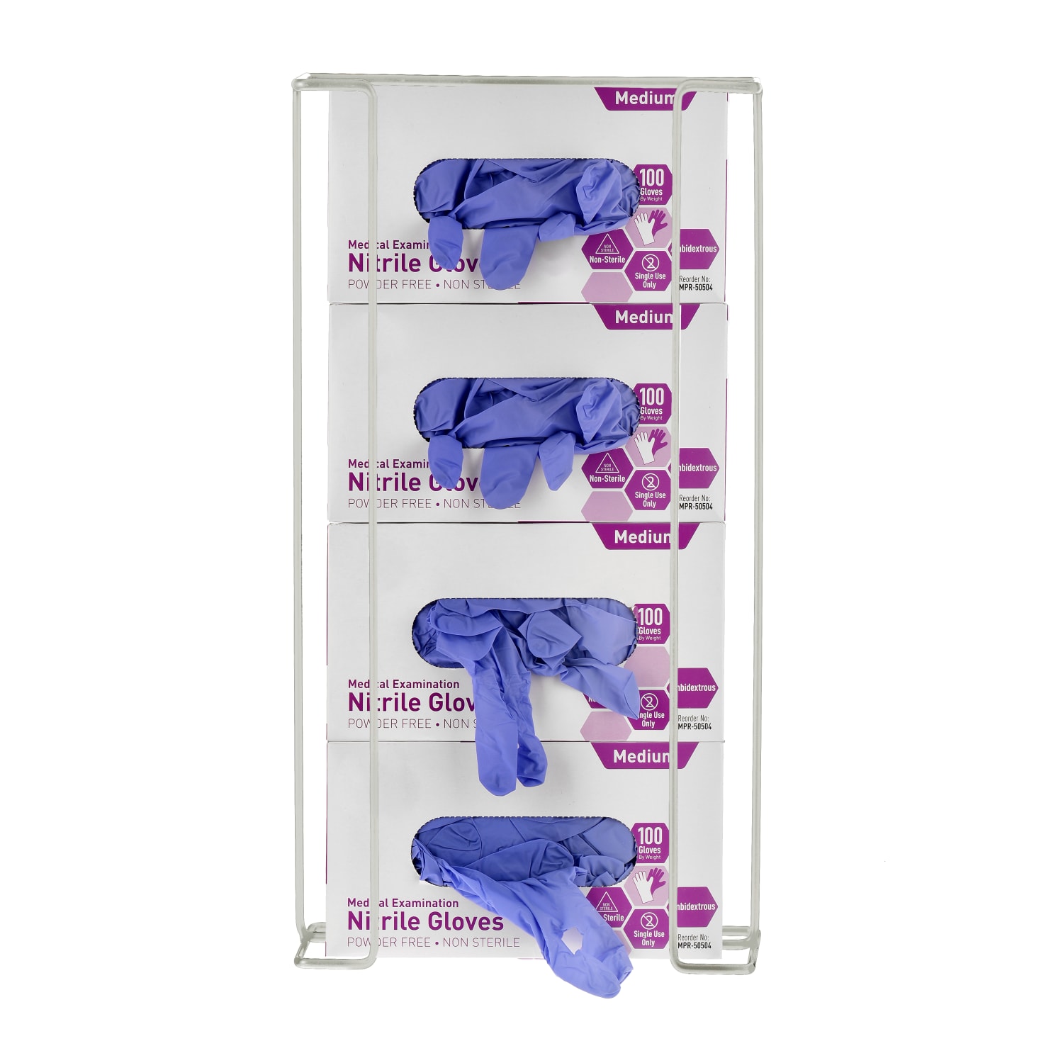 Alpine Quadruple-Box Wire Glove Dispensers, 20inH x 10-3/4inW x 3-13/16inD, White, Pack Of 3 Dispensers - Image 5
