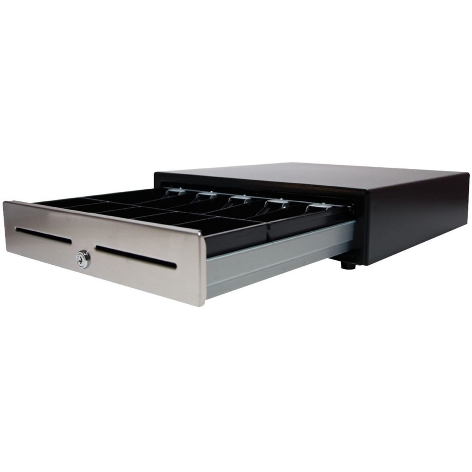 APG Cash Drawer Vasario Series Cash Drawer, 5 Bill, 5 Coin, 2 Media SlotPrinter Driven, Black, 4.3inH x 16.2inW x 16.3inD - Image 3