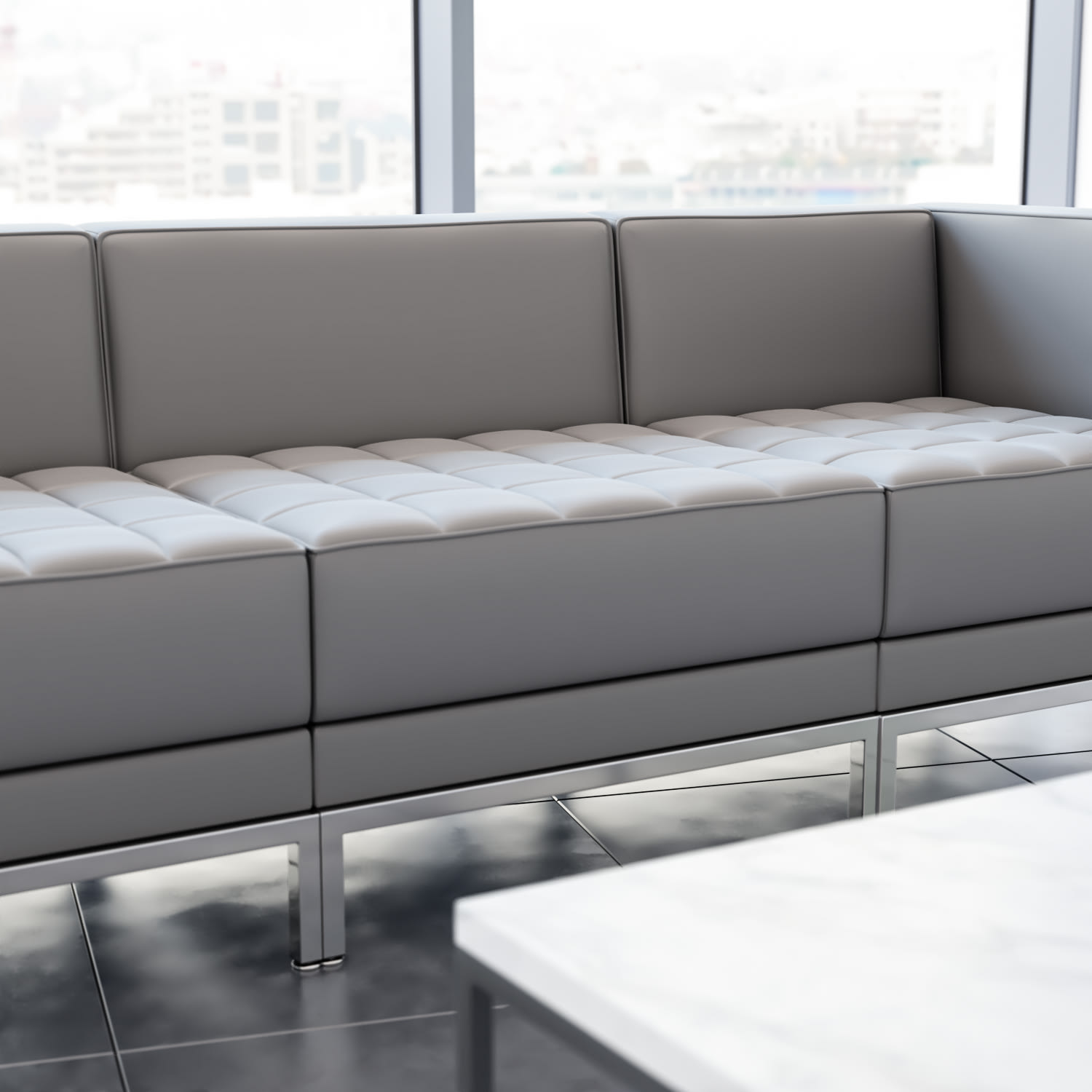 Flash Furniture HERCULES Imagination Series Contemporary LeatherSoft Middle Chair, Gray - Image 3