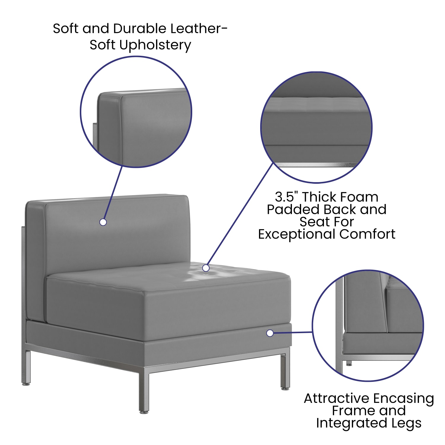 Flash Furniture HERCULES Imagination Series Contemporary LeatherSoft Middle Chair, Gray - Image 4