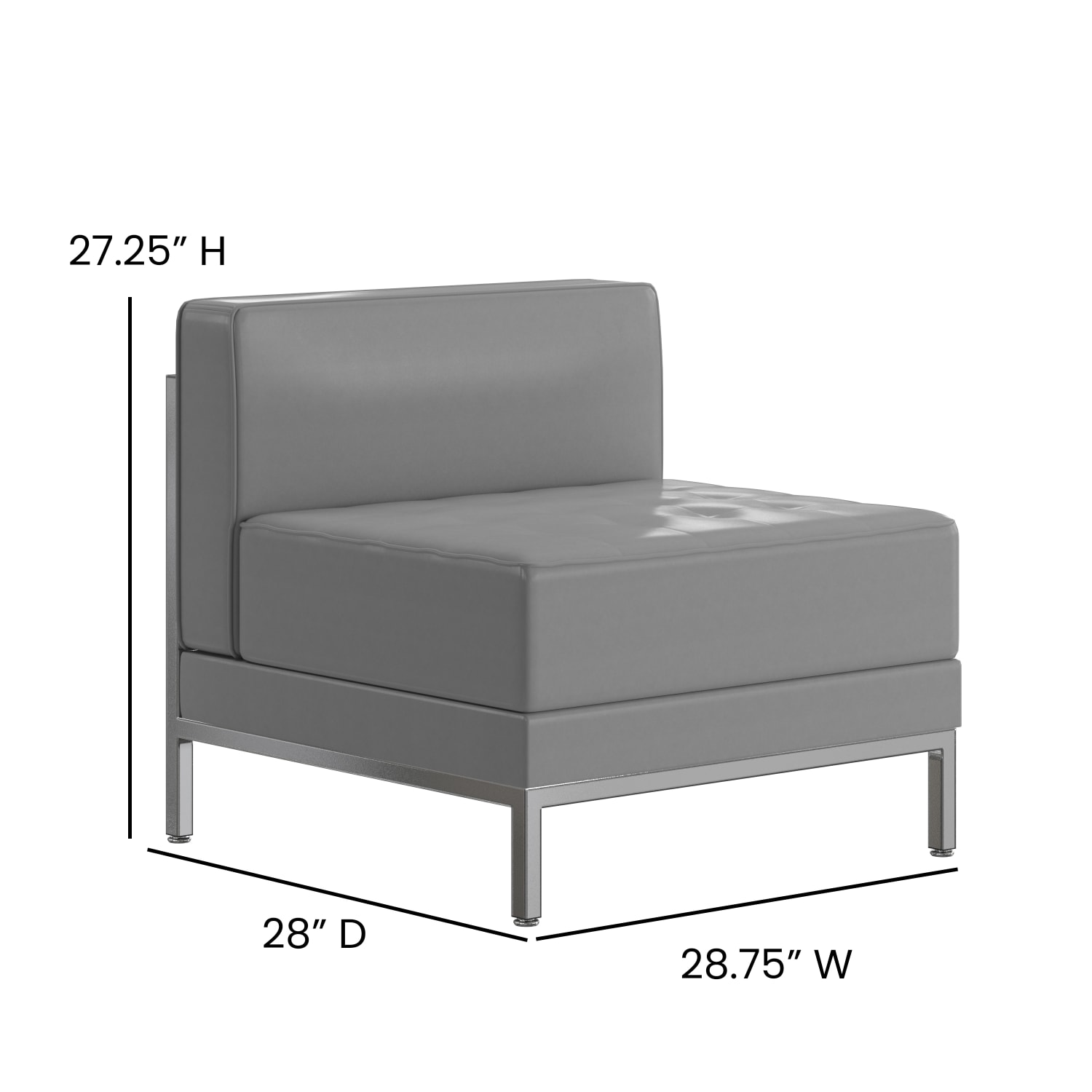 Flash Furniture HERCULES Imagination Series Contemporary LeatherSoft Middle Chair, Gray - Image 5