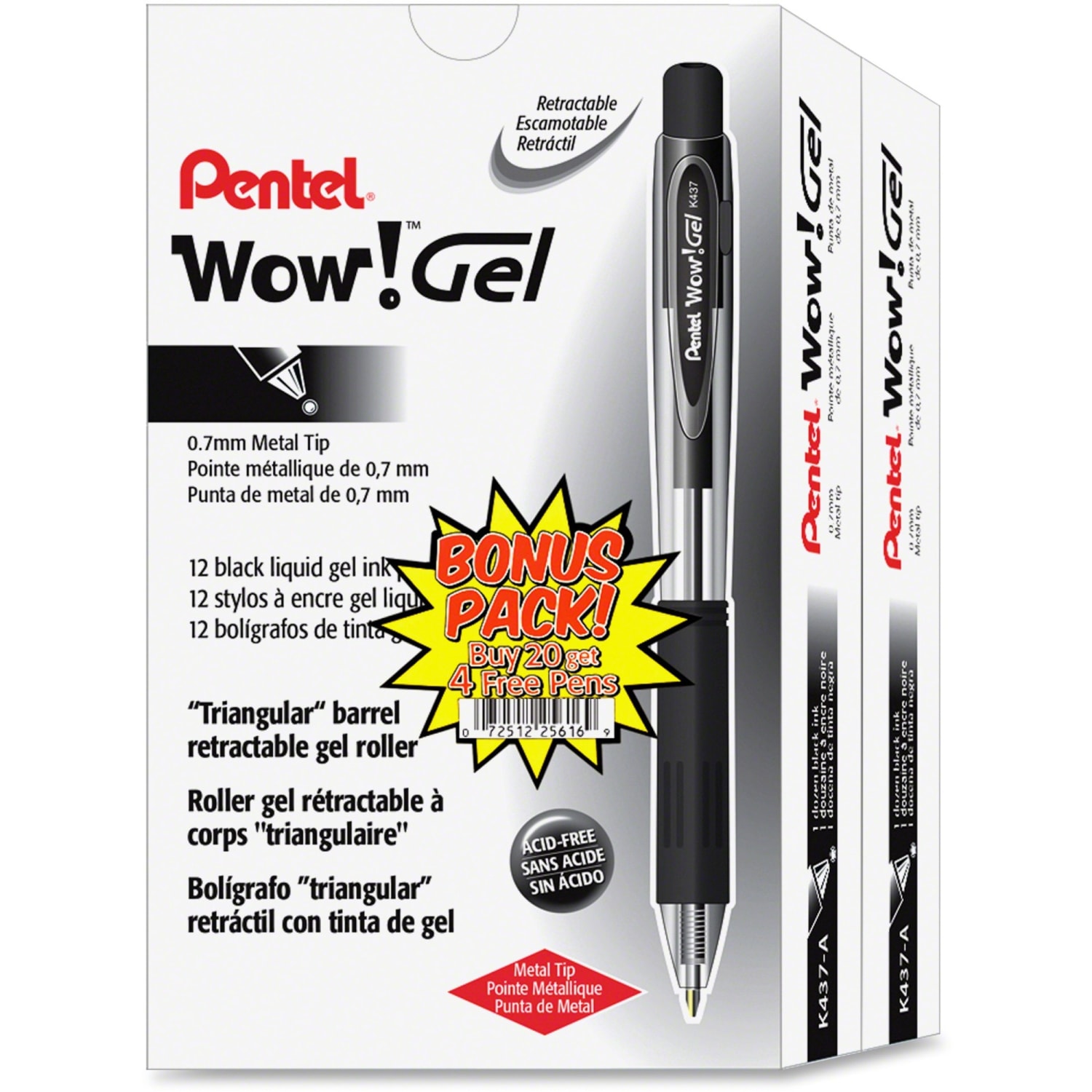 Pentel Wow! Retractable Gel Pens, Medium Point, 0.7 mm, Assorted Barrels, Black Ink, Pack Of 24 - Image 3