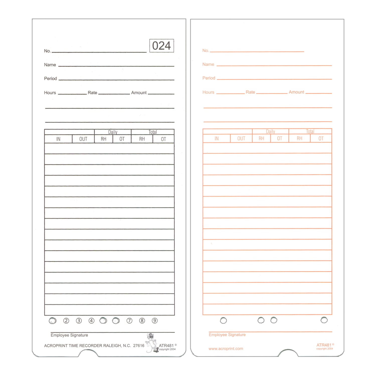 Acroprint ATR480 Weekly/Bi-Weekly/Monthly Time Cards, 2-Sided, 3-3/8in x 7-1/2in, Pack Of 50 Time Cards - Image 3