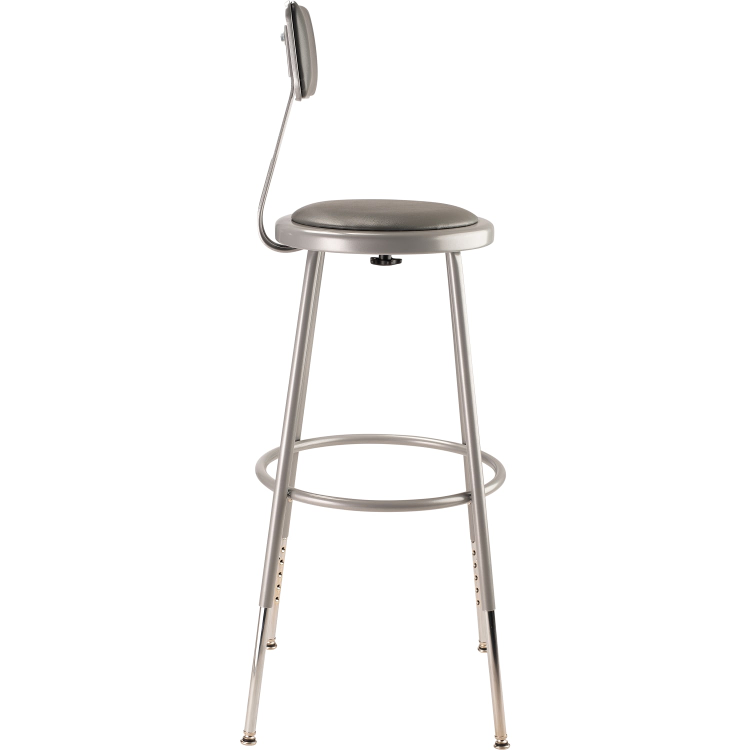 National Public Seating Adjustable Vinyl-Padded Task Stool, With Backrest, 38in -  47-1/2inH, Gray - Image 4