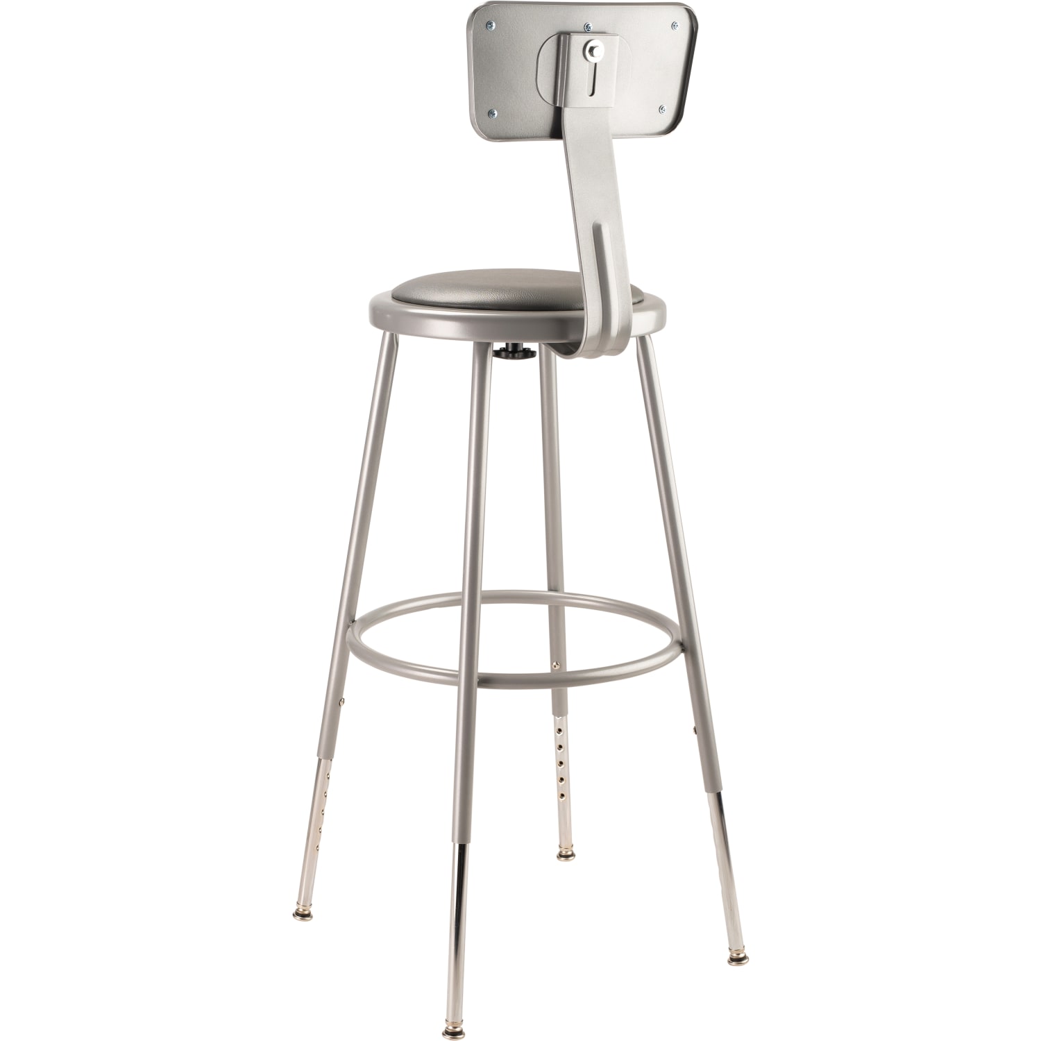 National Public Seating Adjustable VinylPadded Task Stool With Backrest 38in 4712inH Gray PopularChairscom National Public Seating Adjustable Vinyl Padded Task Stool With Backrest 38in 47 12inH Gray PopularChairscom