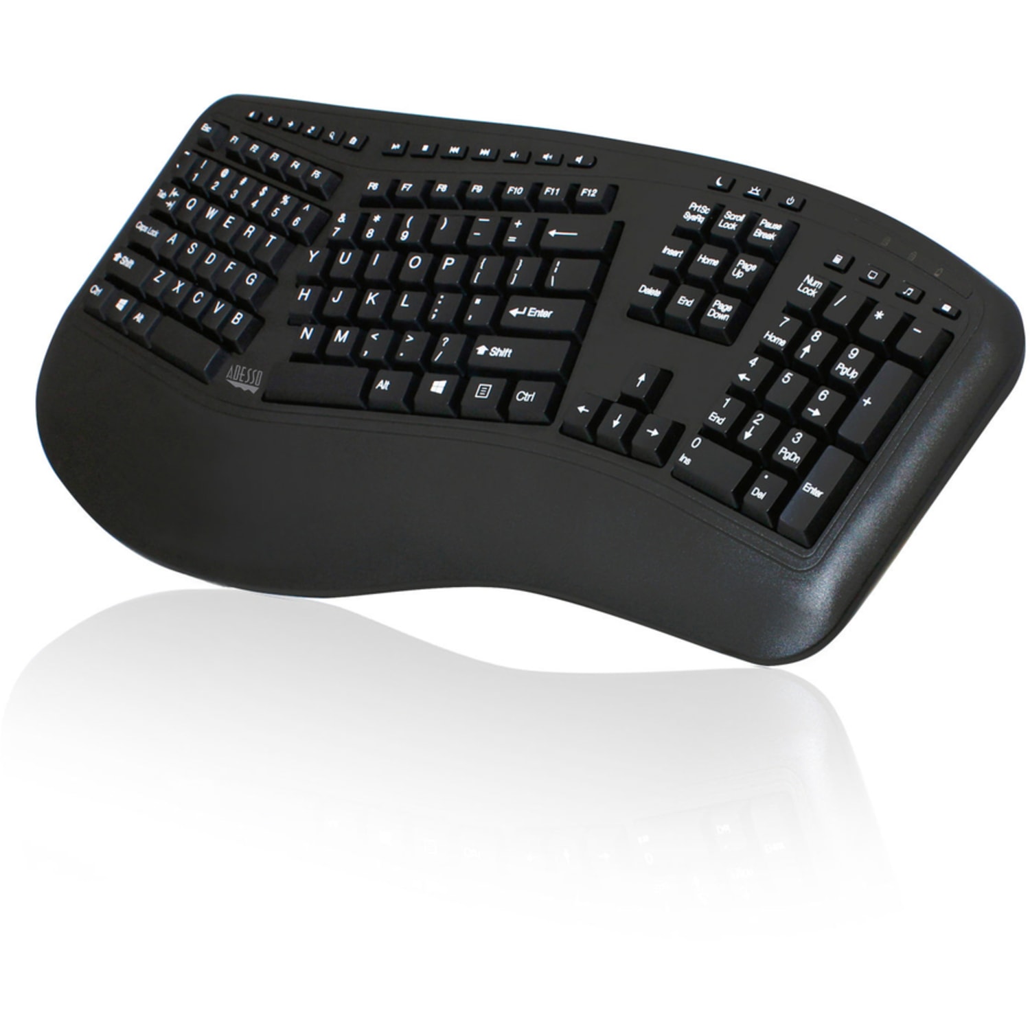 Adesso Tru-Form Media 1500 Wireless Ergonomic Keyboard & Laser Mouse, Black - Image 5
