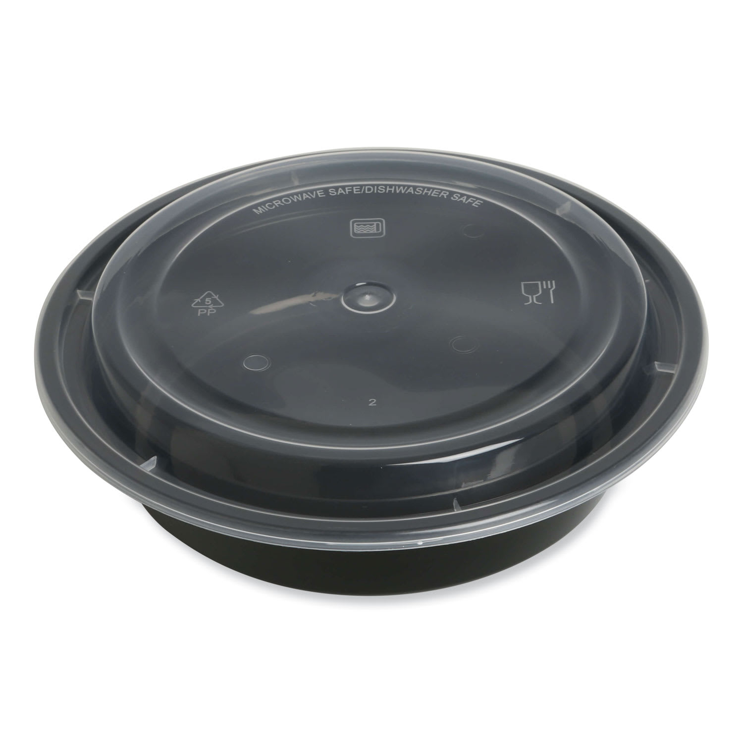 GEN Plastic Food Containers With Lids, 24 Oz, 2inH x 7-5/16inW x 7-5/16inD, Black/Clear, Pack Of 150 Containers - Image 3