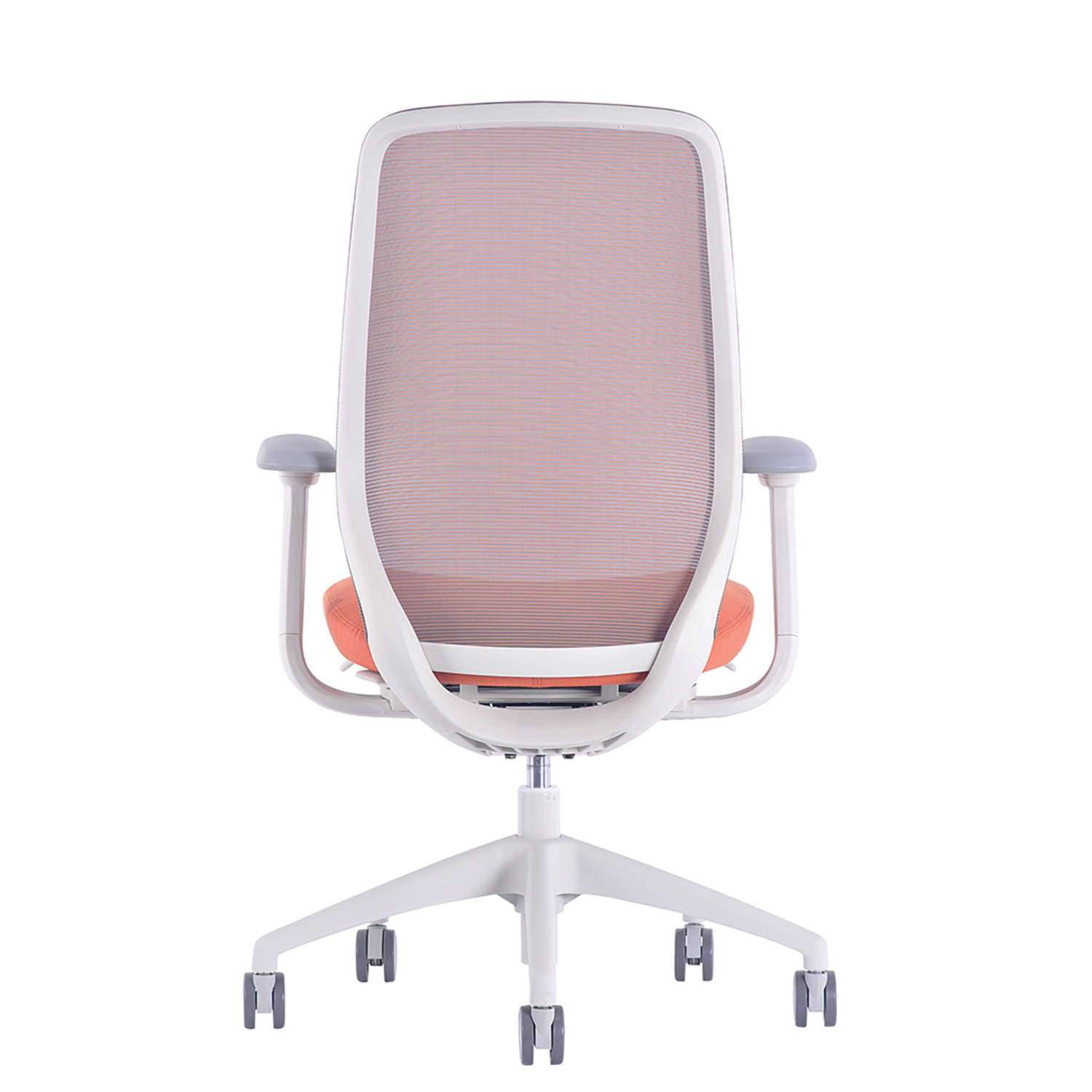 WorkPro 6000 Series Multifunction Ergonomic Mesh/Fabric High-Back Executive Chair, White Frame/Orange Seat, BIFMA Compliant - Image 3