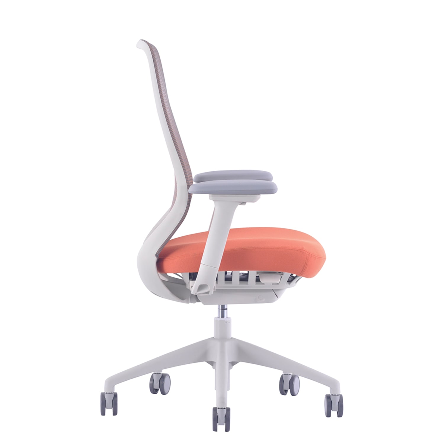 WorkPro 6000 Series Multifunction Ergonomic Mesh/Fabric High-Back Executive Chair, White Frame/Orange Seat, BIFMA Compliant - Image 5