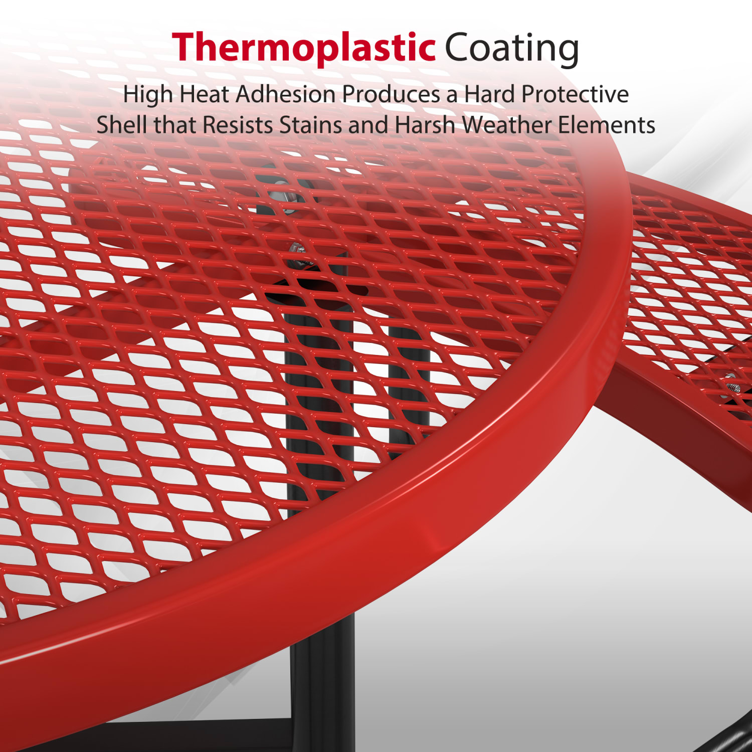 Leisure Craft Round ADA Outdoor Picnic Table, 29-1/4inH x 63-1/2inW x 81inD, Black/Red - Image 5