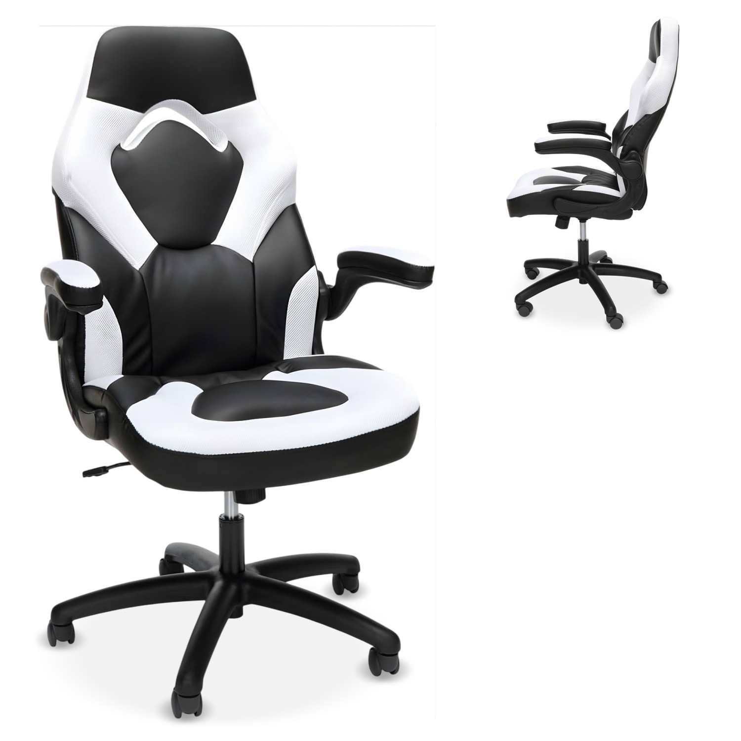 Respawn Racing Style Ergonomic Bonded Leather Computer Gaming Chair, White