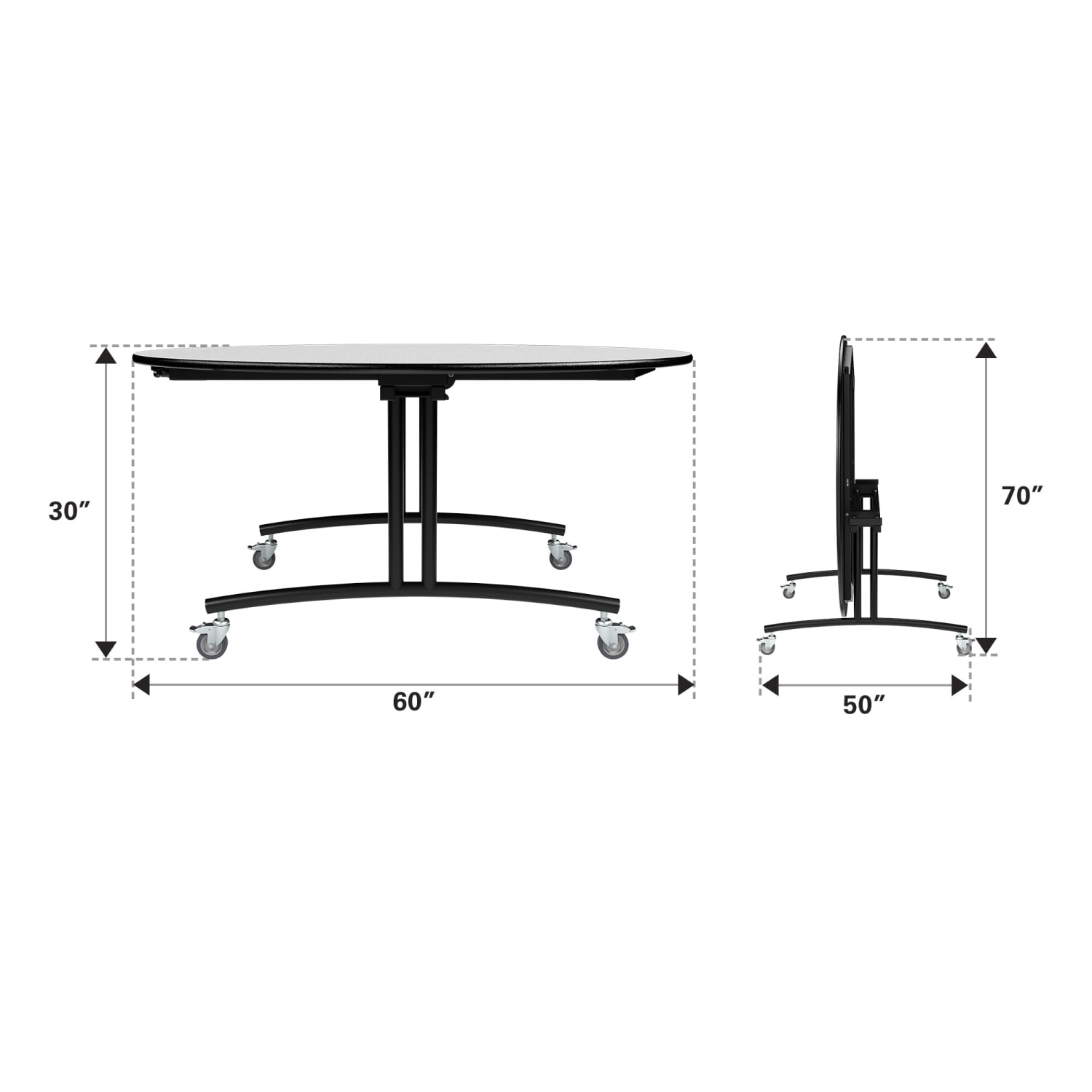 Palmer Hamilton PHlip Mobile Flip Top Multipurpose Table, 30in x 60in, Gray Glace - Image 3