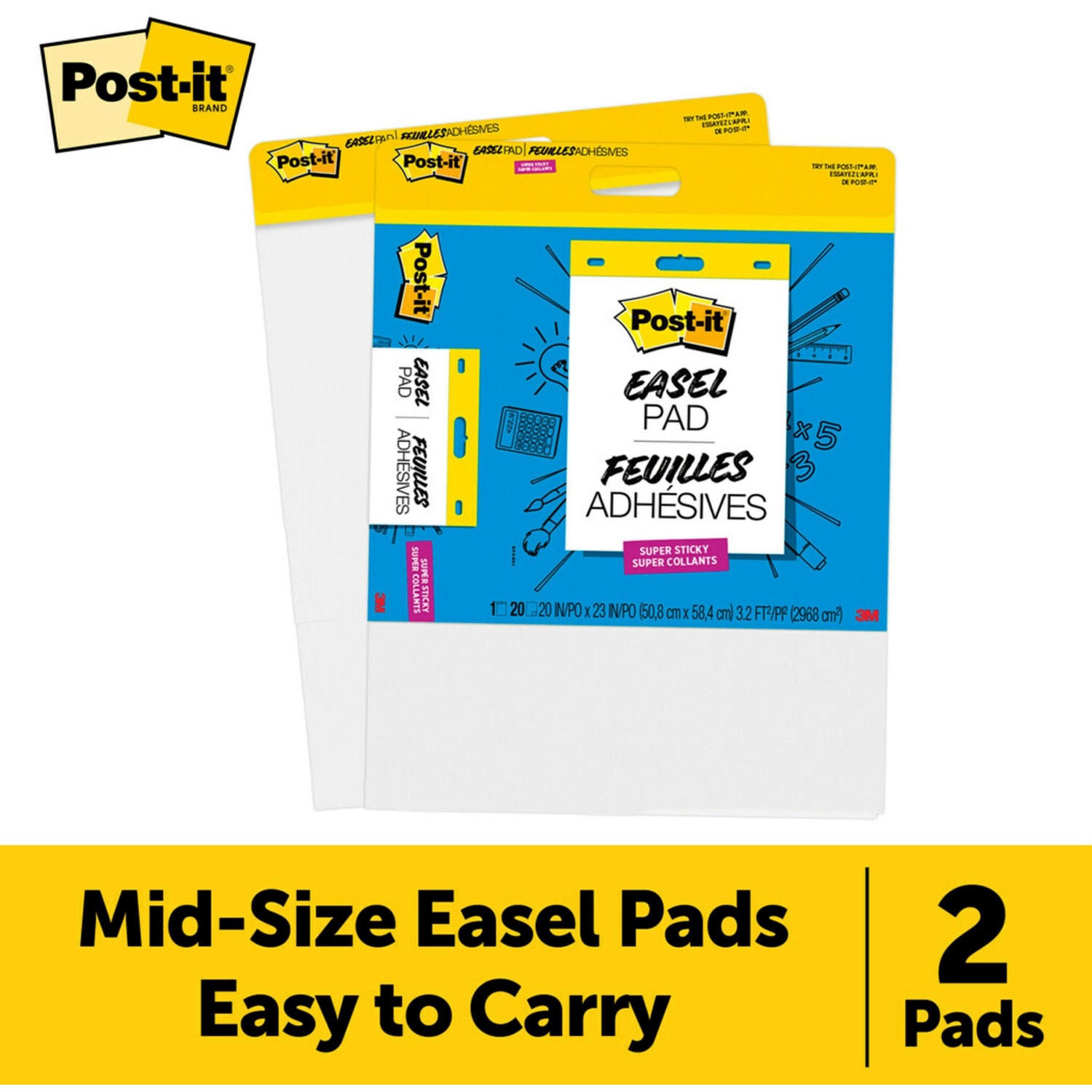 Post-it Super Sticky Easel Pads 20in x 23in, White, 2 Pads of 20 Sheets - Image 3
