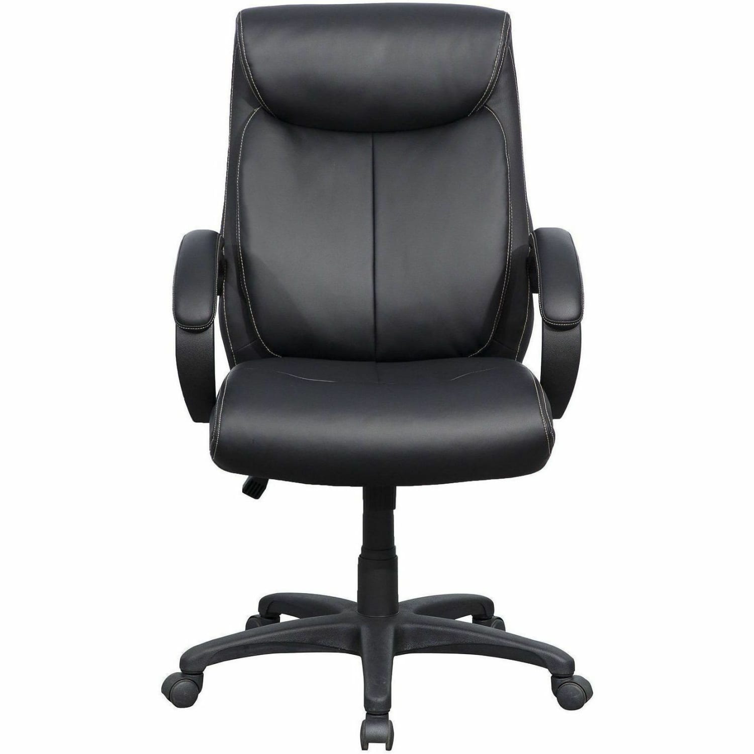 Lorell Ergonomic Bonded Leather High-Back Executive Chair, Loop Arms, Black - Image 3