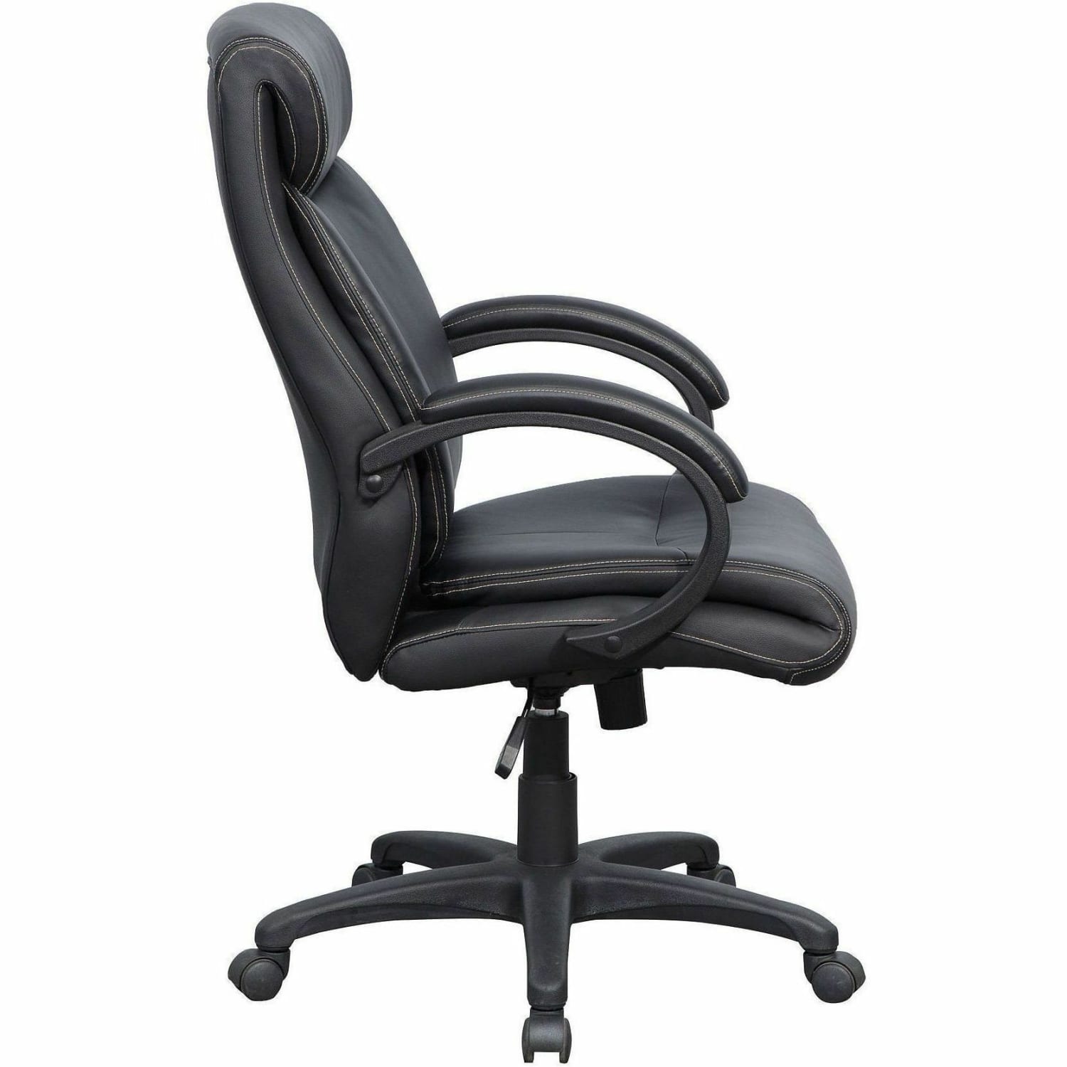 Lorell Ergonomic Bonded Leather High-Back Executive Chair, Loop Arms, Black - Image 4