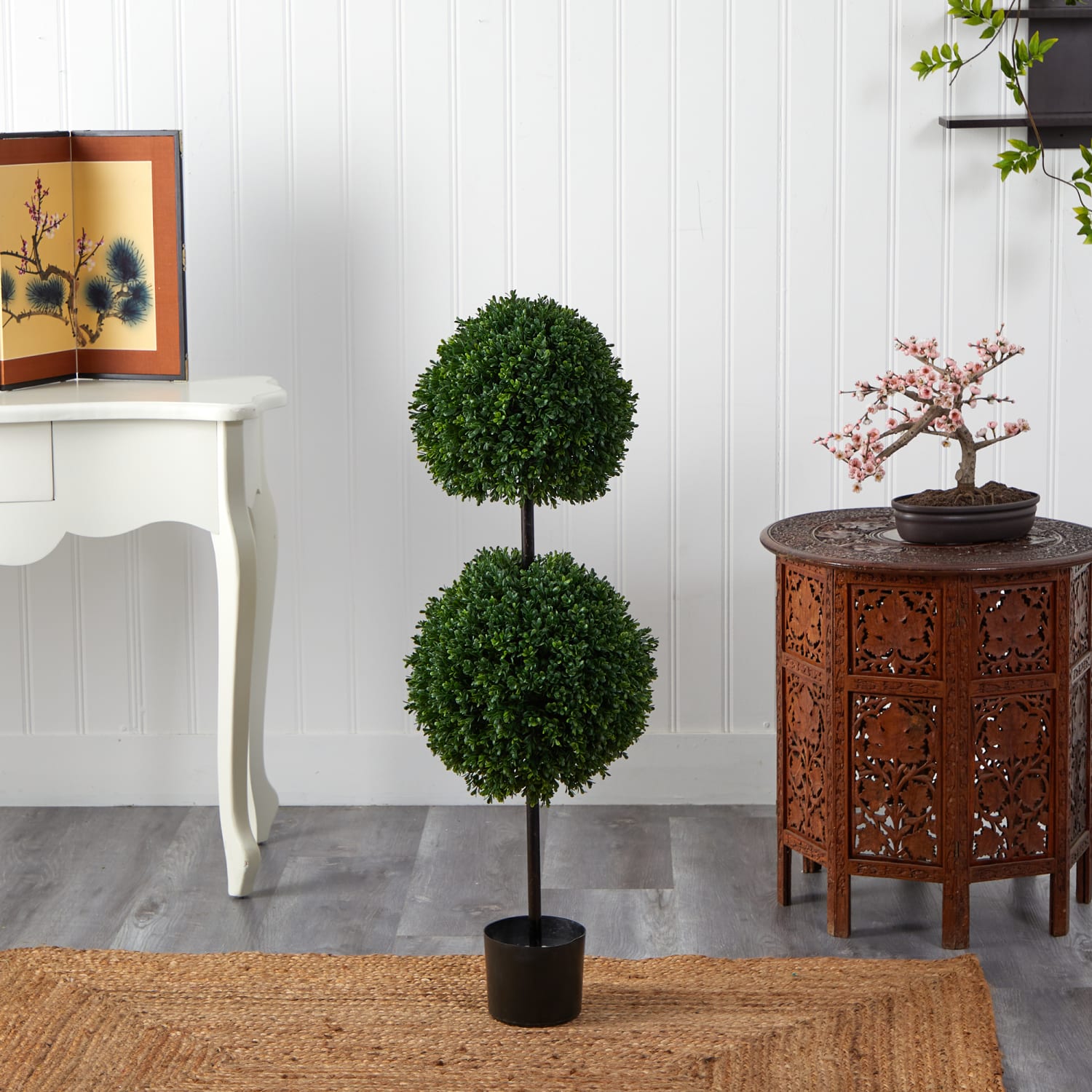 Nearly Natural Boxwood Double Ball Topiary 42inH Artificial UV Resistant Indoor/Outdoor Tree, 42inH x 14inW x 14inD, Green - Image 5