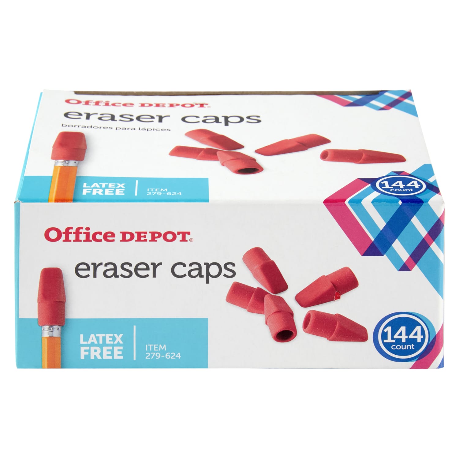 Office Depot Brand Eraser Caps, Red, Box Of 144 - Image 3