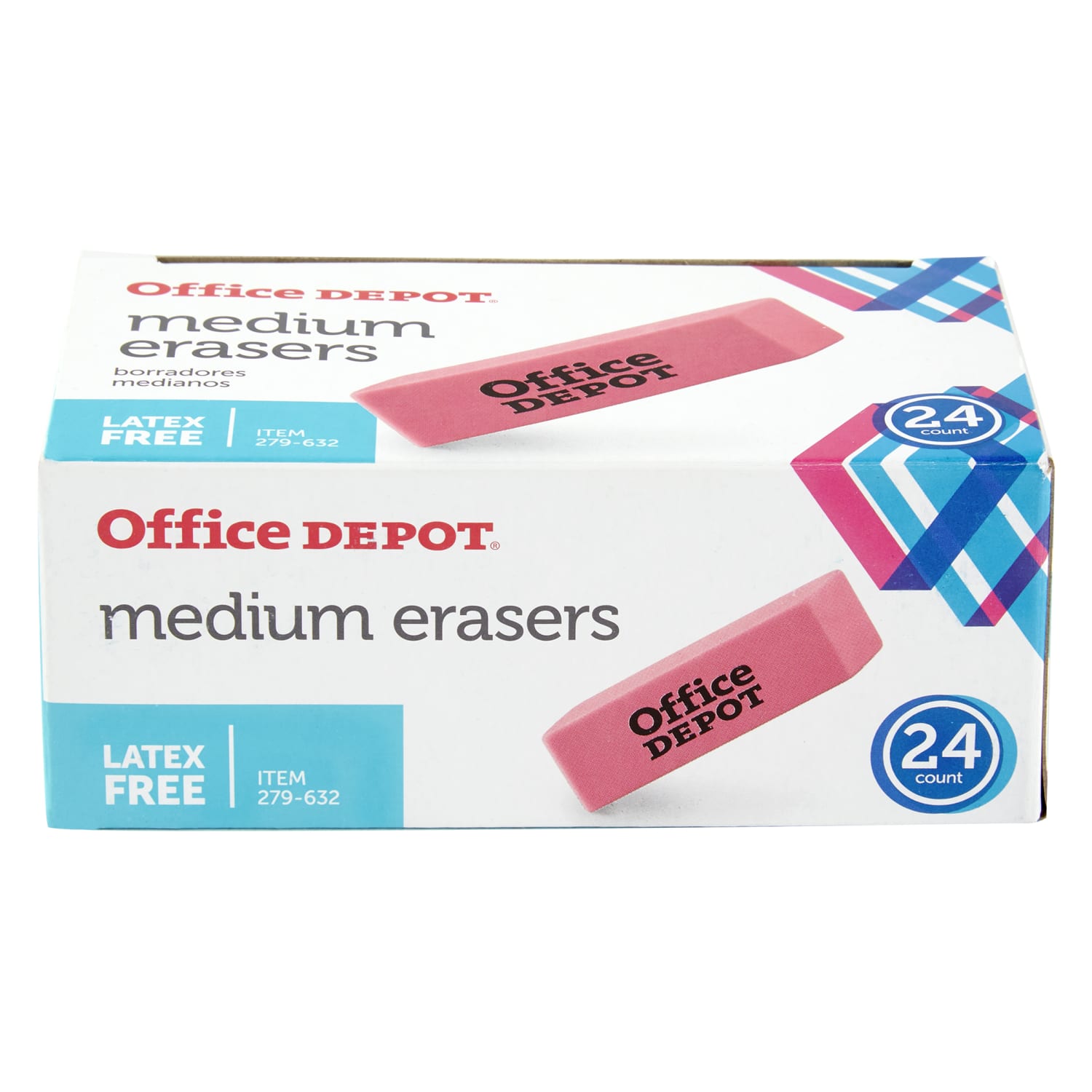 Office Depot Brand Pink Bevel Erasers, Medium, Box Of 24 - Image 3