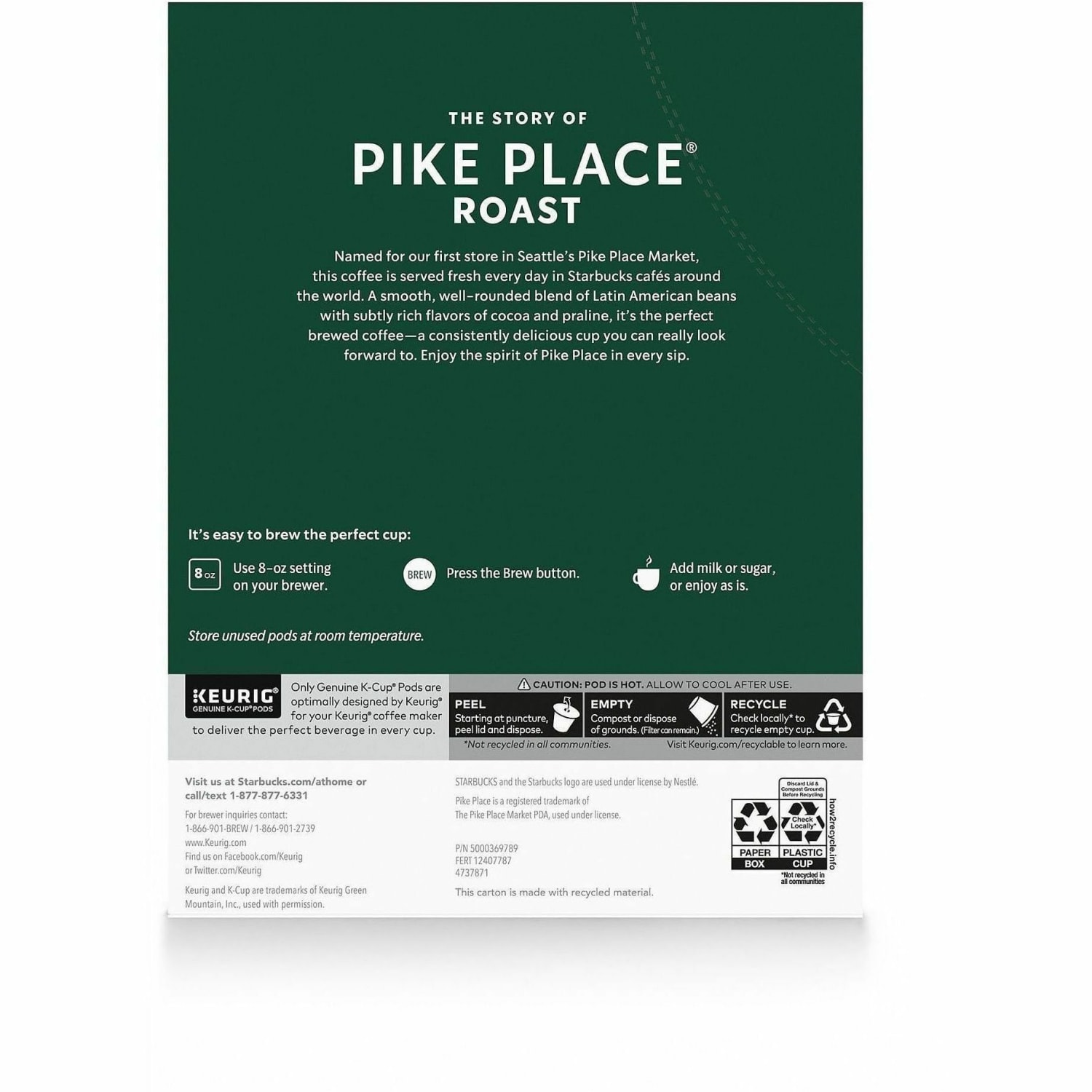 Starbucks Single-Serve Coffee K-Cup, Pike Place, Carton Of 24 - Image 3