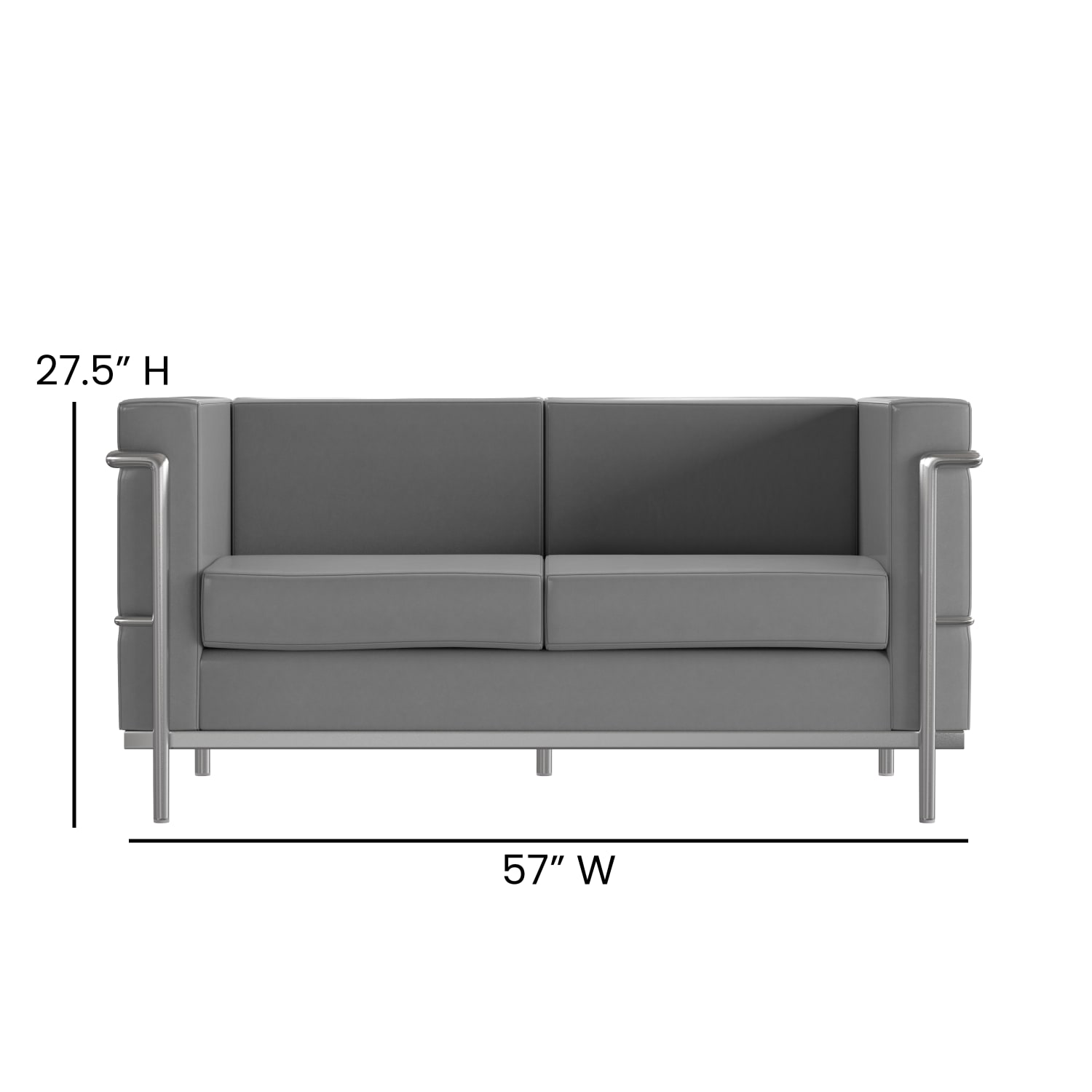 Flash Furniture HERCULES Regal Series Contemporary Leathersoft Loveseat with Double Bar Encasing Frame Gray PopularChairscom Flash Furniture HERCULES Regal Series Contemporary Leathersoft Loveseat with Double Bar Encasing Frame Gray PopularChairscom