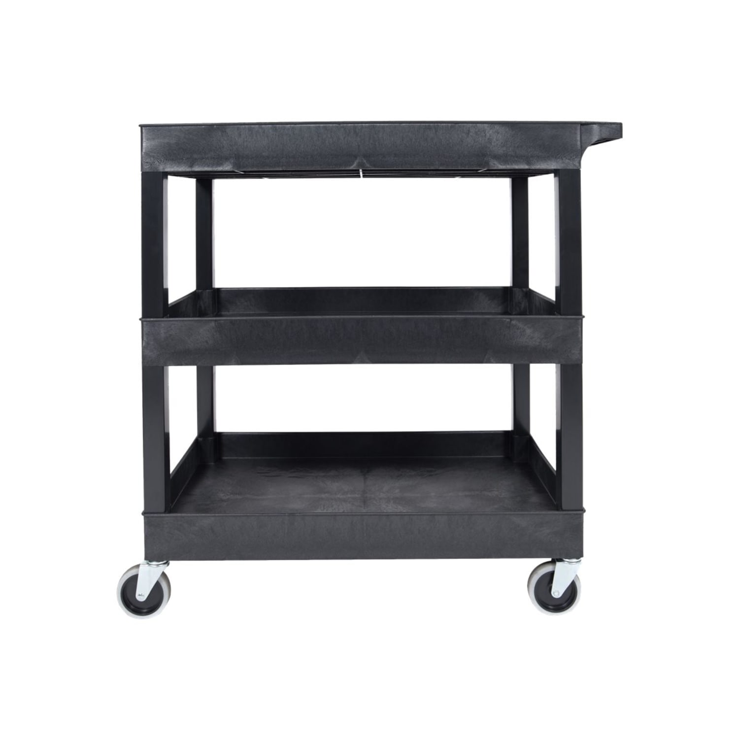 Luxor E-Series 3-Tub Plastic Utility Cart, 36 1/4inH x 35 1/4inW x 18inD, Black - Image 4