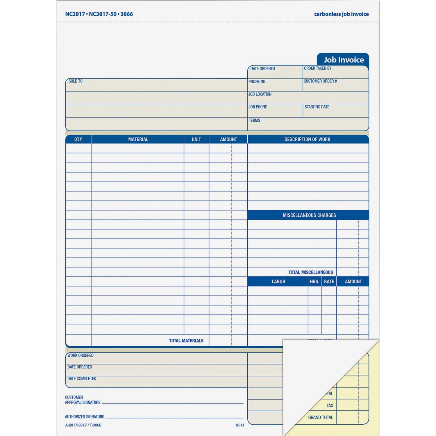 Adams Carbonless Contractors Invoices, 2-Part, 100 Sets - Image 4