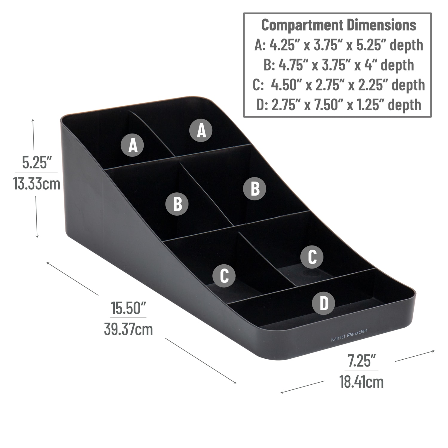 Mind Reader Cup and Condiment Station Countertop Organizer, 5-1/4inH x 15-1/2inW x 7-1/4inD, Black, Set of 2 - Image 4