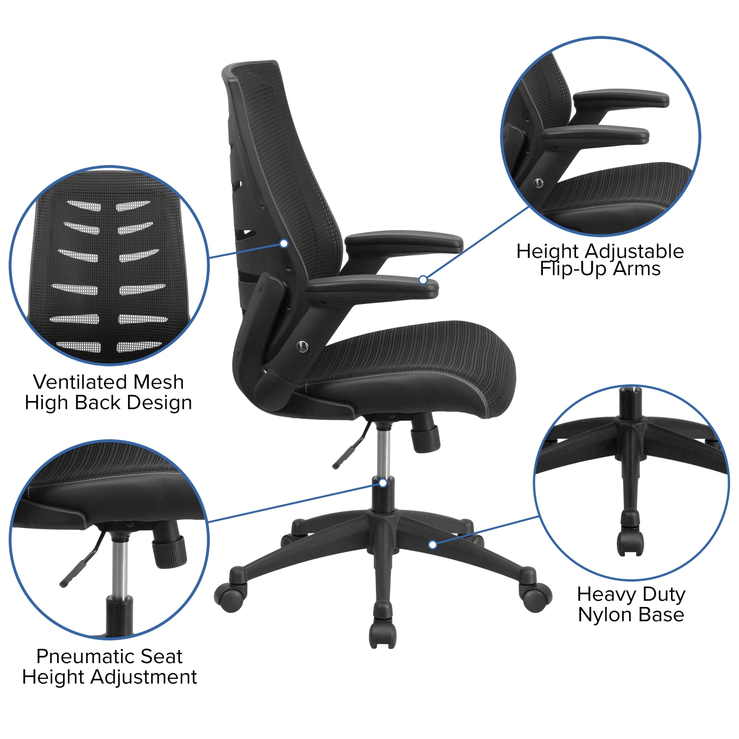 Flash Furniture Designer Ergonomic Mesh High-Back Swivel Chair, Black - Image 6