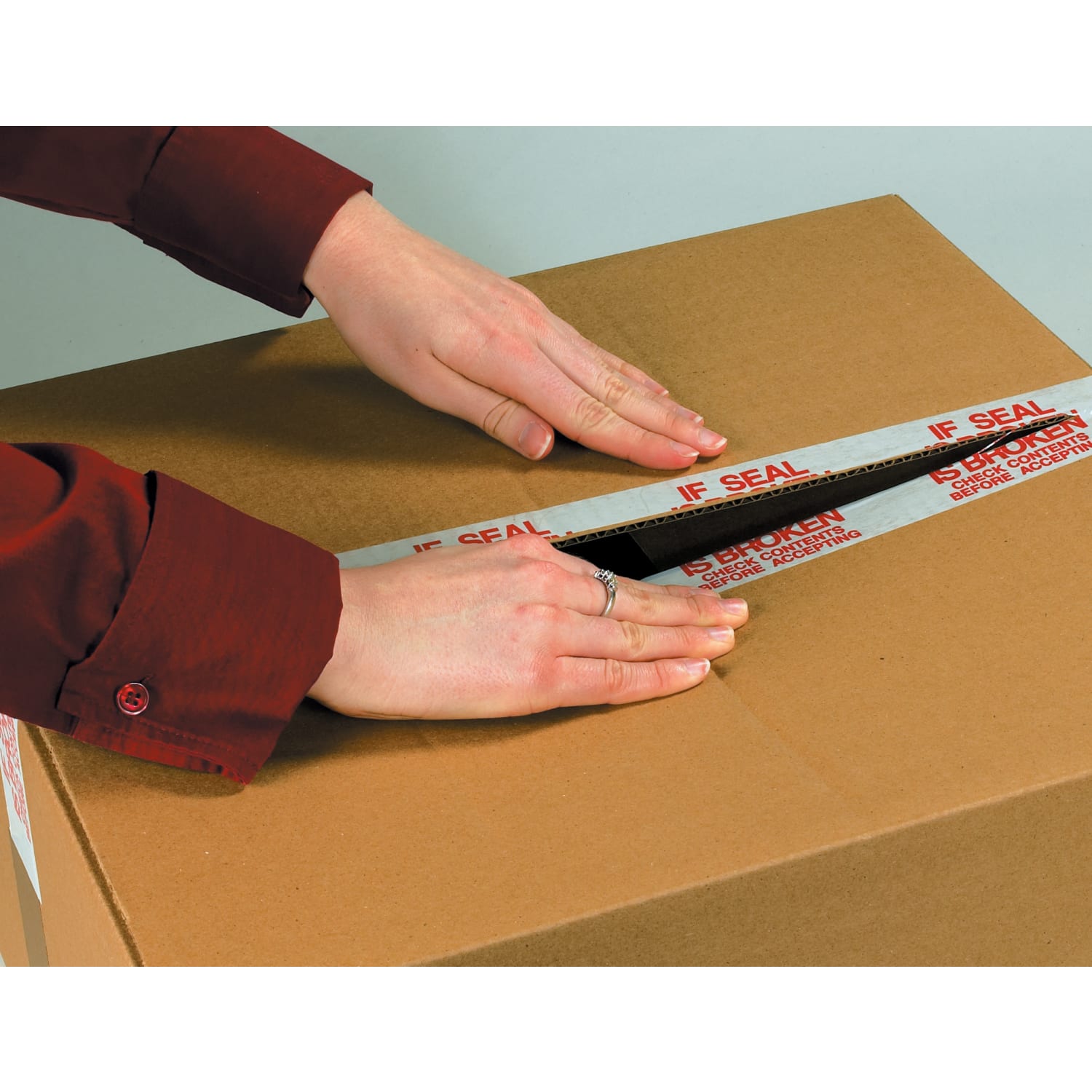 Tape Logic Stop If Seal Is Broken Preprinted Carton-Sealing Tape, 3in Core, 2in x 110 Yd., Red/White, Case Of 6 - Image 6
