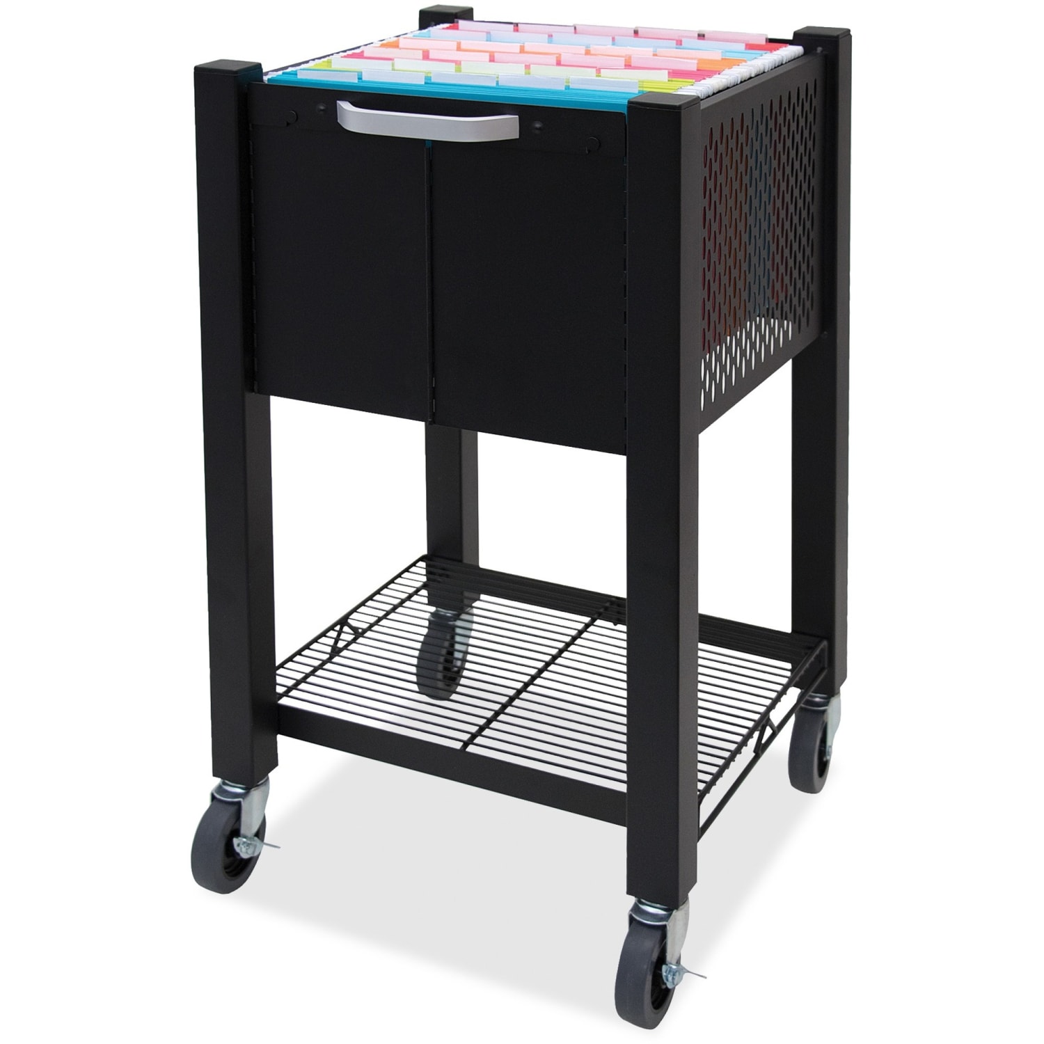 Vertiflex SmartWorx Sidekick Steel File Cart, 27 3/4inH x 15inW x 16 1/2inD, Black - Image 3